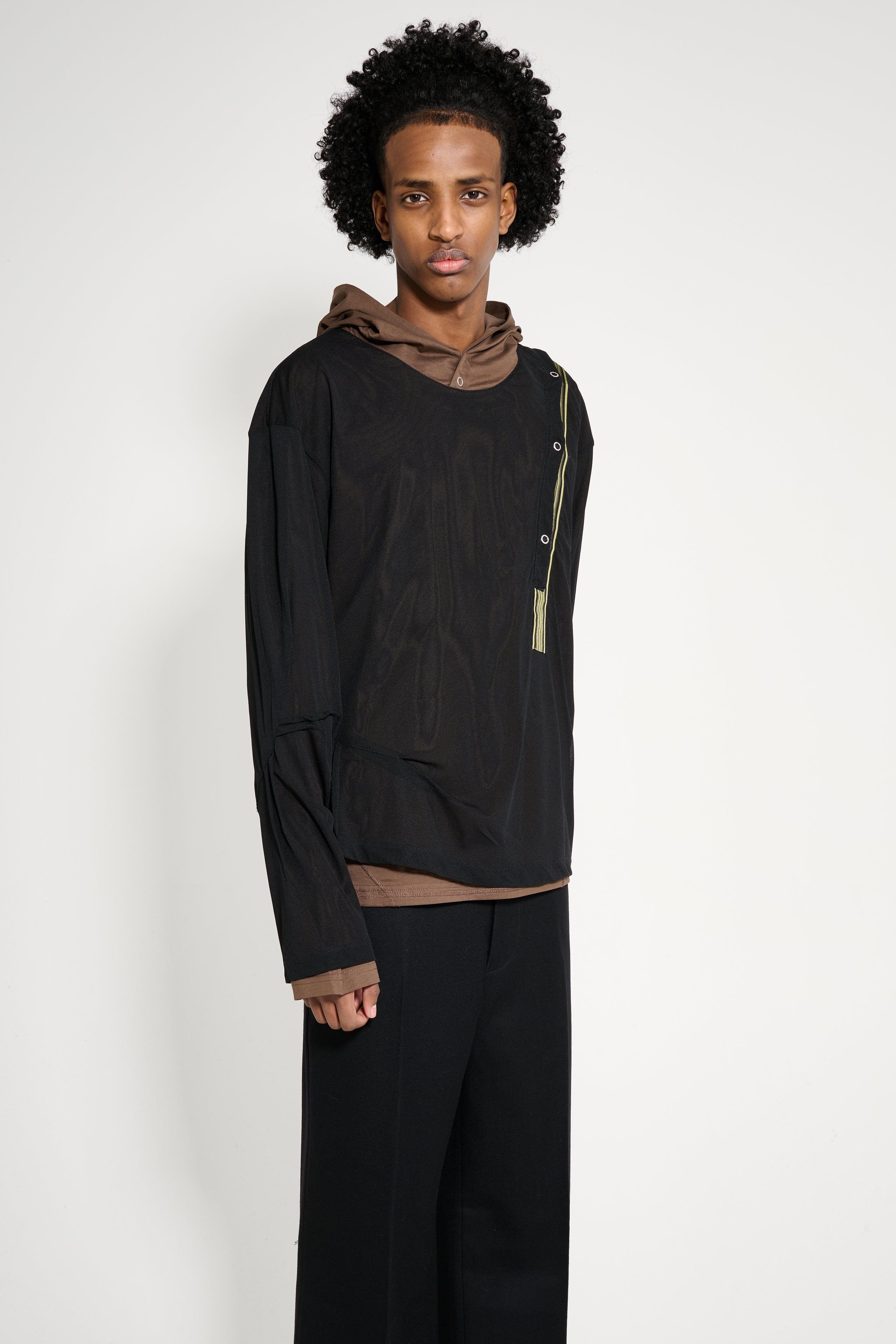 Kiko Kostadinov Inex Hooded Top Brown / Black