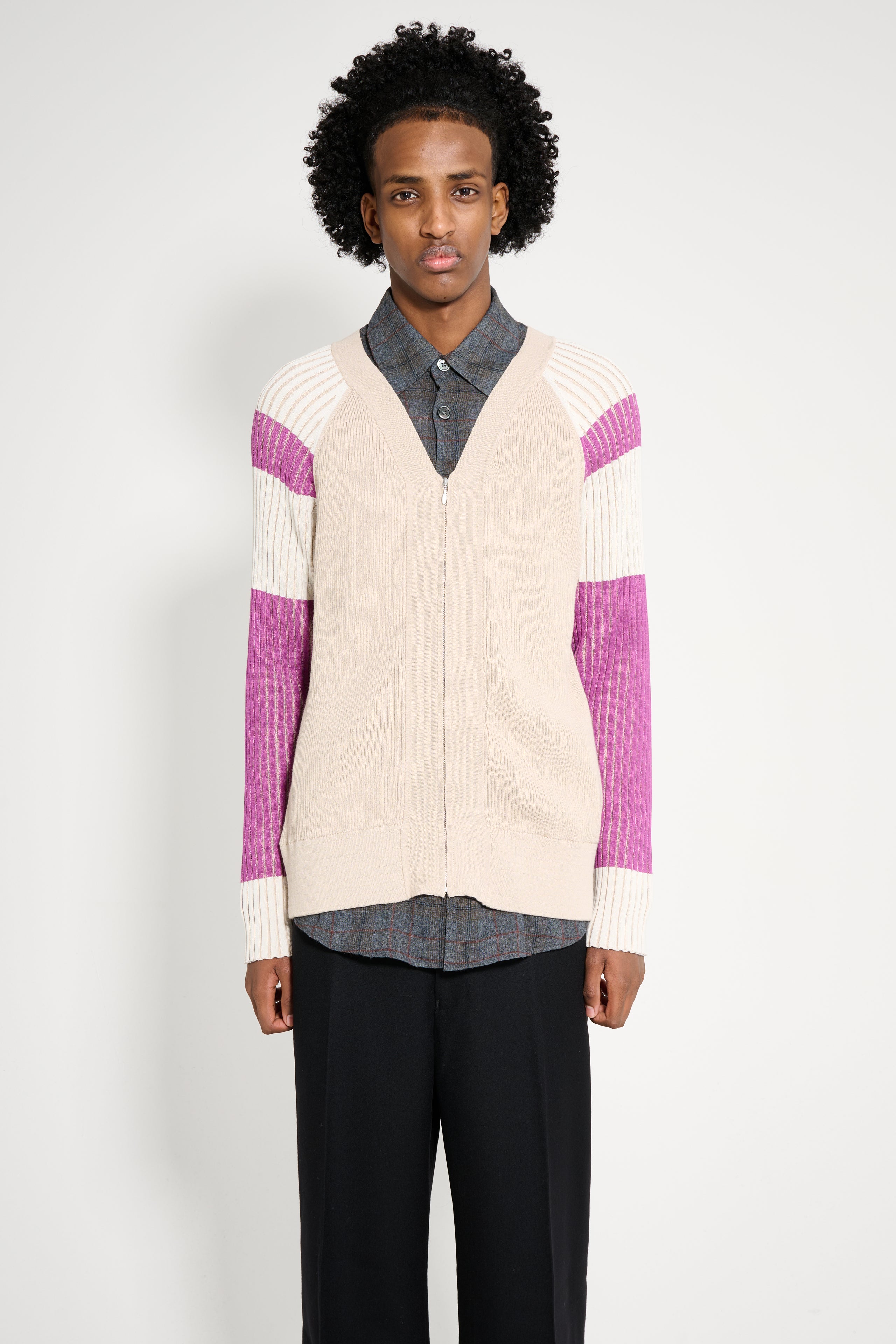 Kiko Kostadinov Inex Cardigan Almond / Purple / Ivory