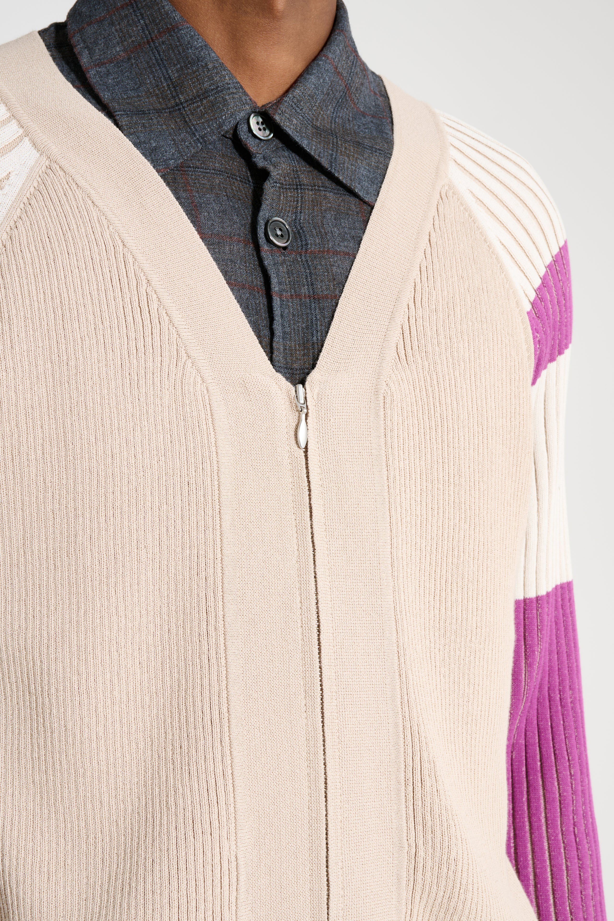 Kiko Kostadinov Inex Cardigan Almond / Purple / Ivory