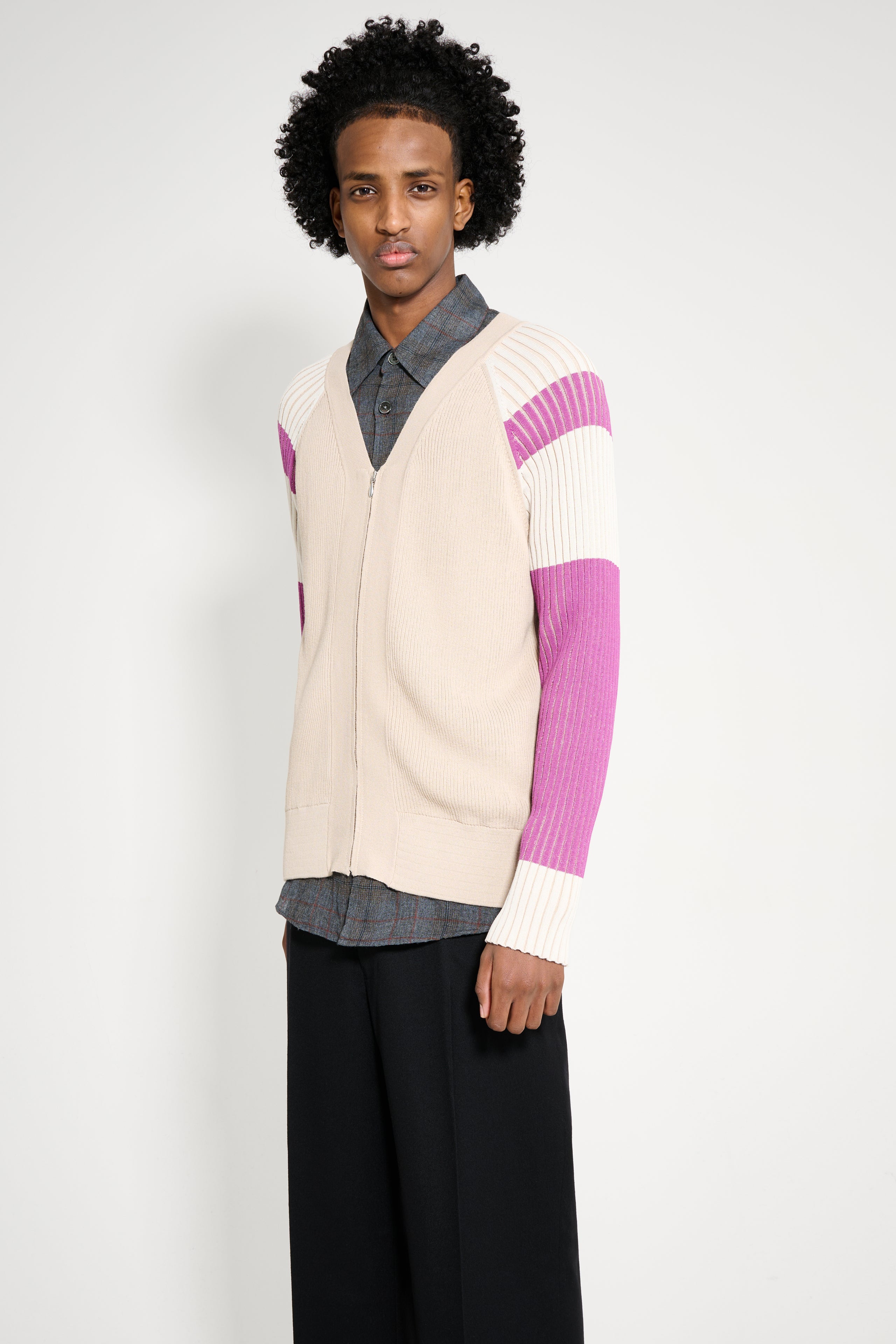 Kiko Kostadinov Inex Cardigan Almond / Purple / Ivory