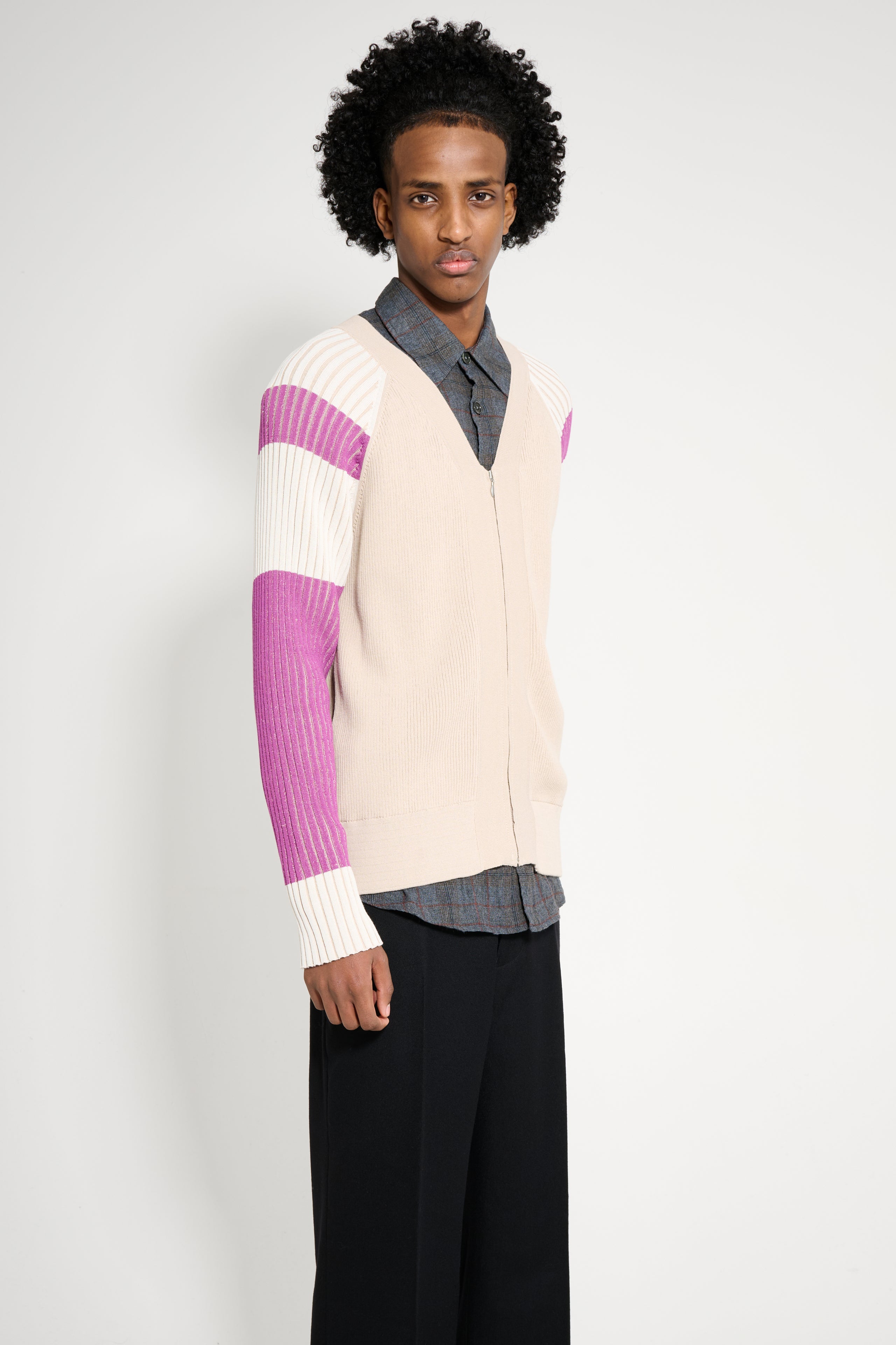 Kiko Kostadinov Inex Cardigan Almond / Purple / Ivory