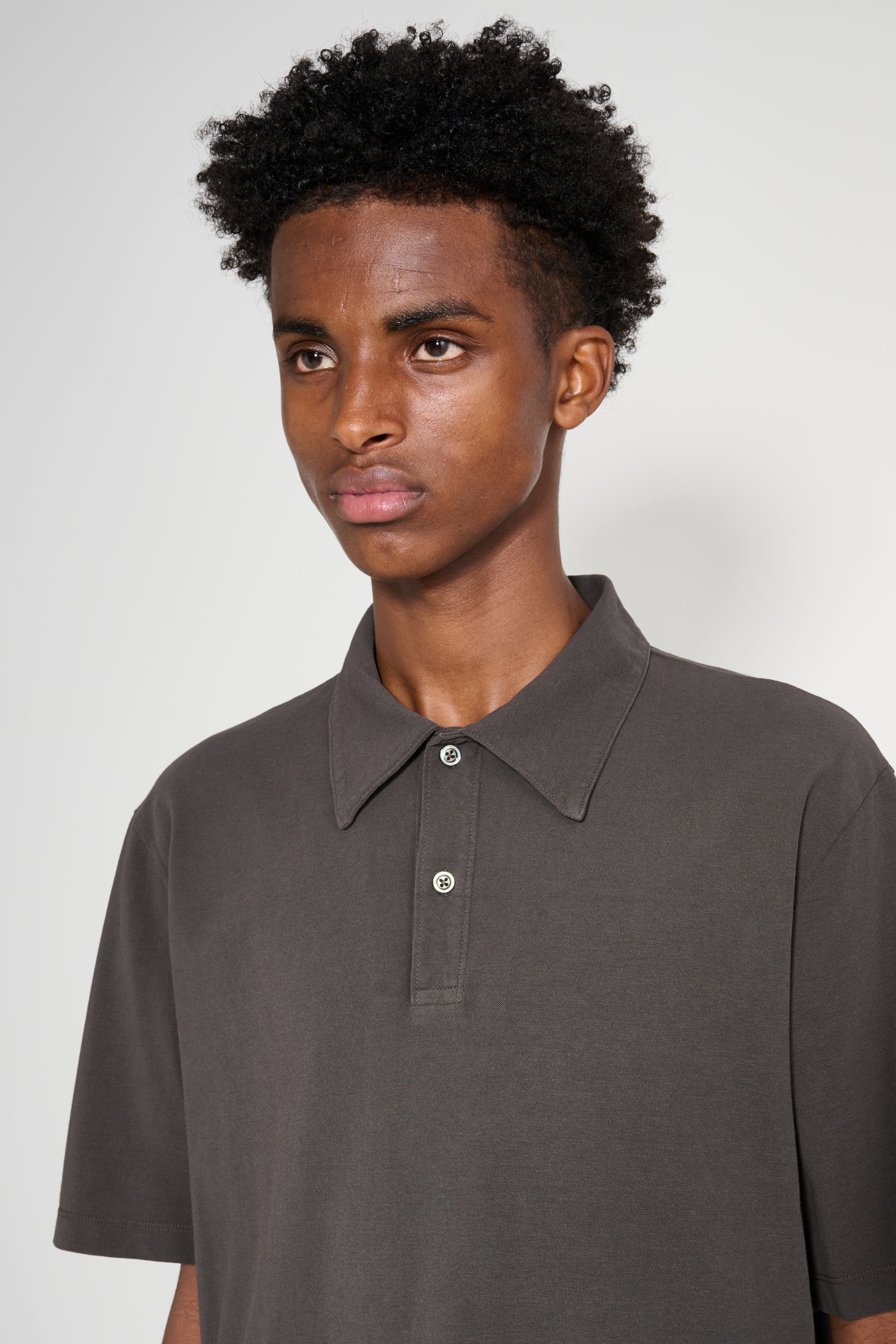 Lady White Co. Pique Two Button Polo Black Pine