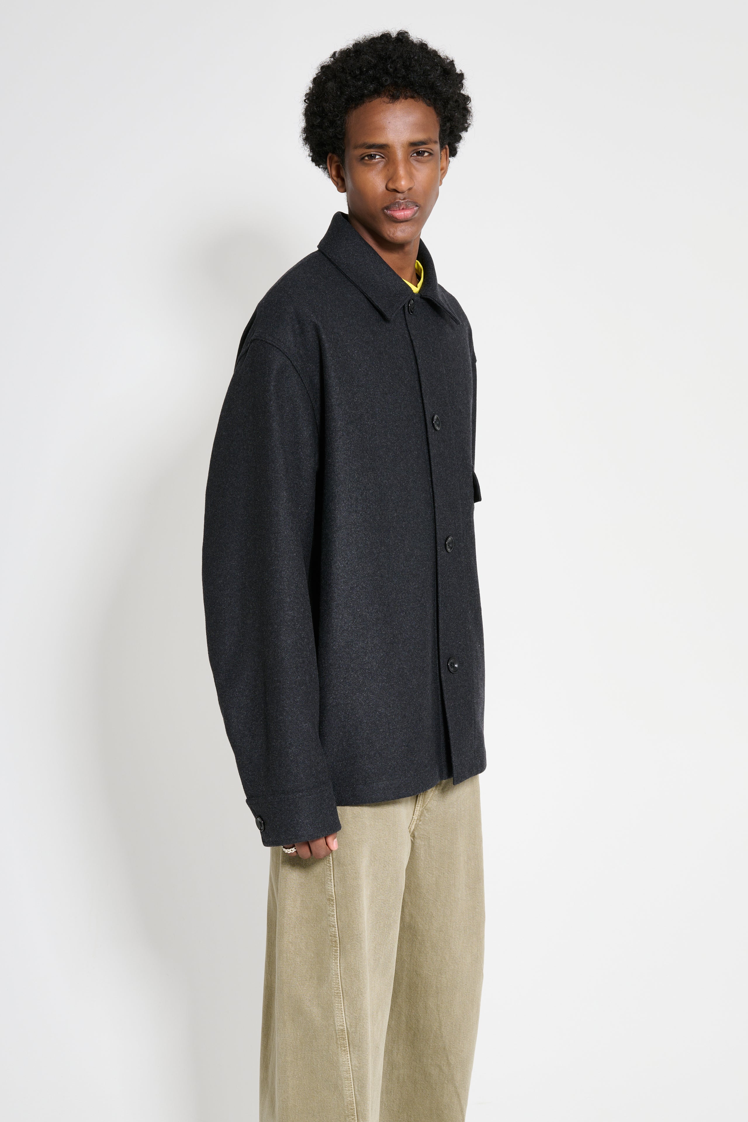 Lemaire One Pocket Overshirt Ash Black