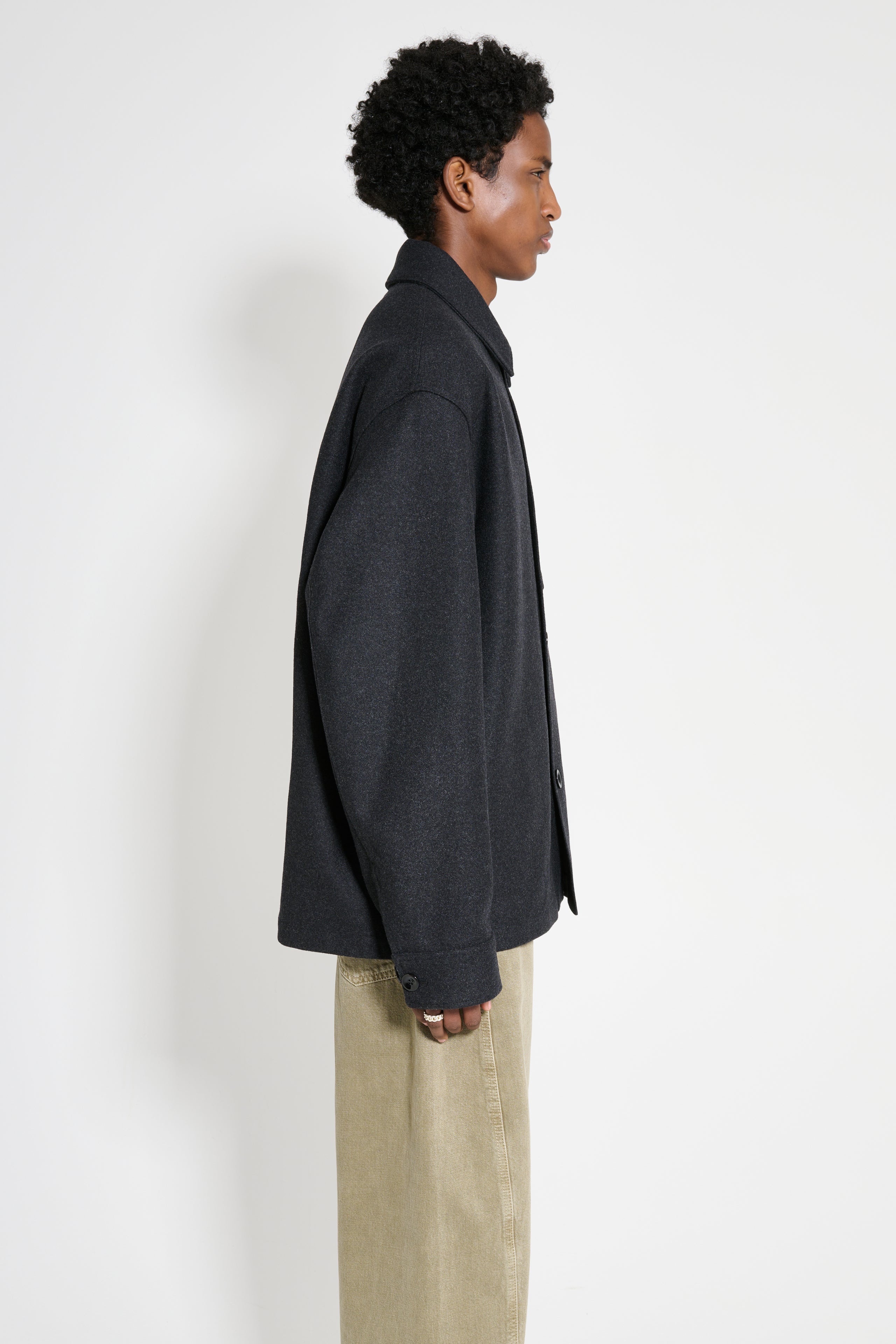 Lemaire One Pocket Overshirt Ash Black