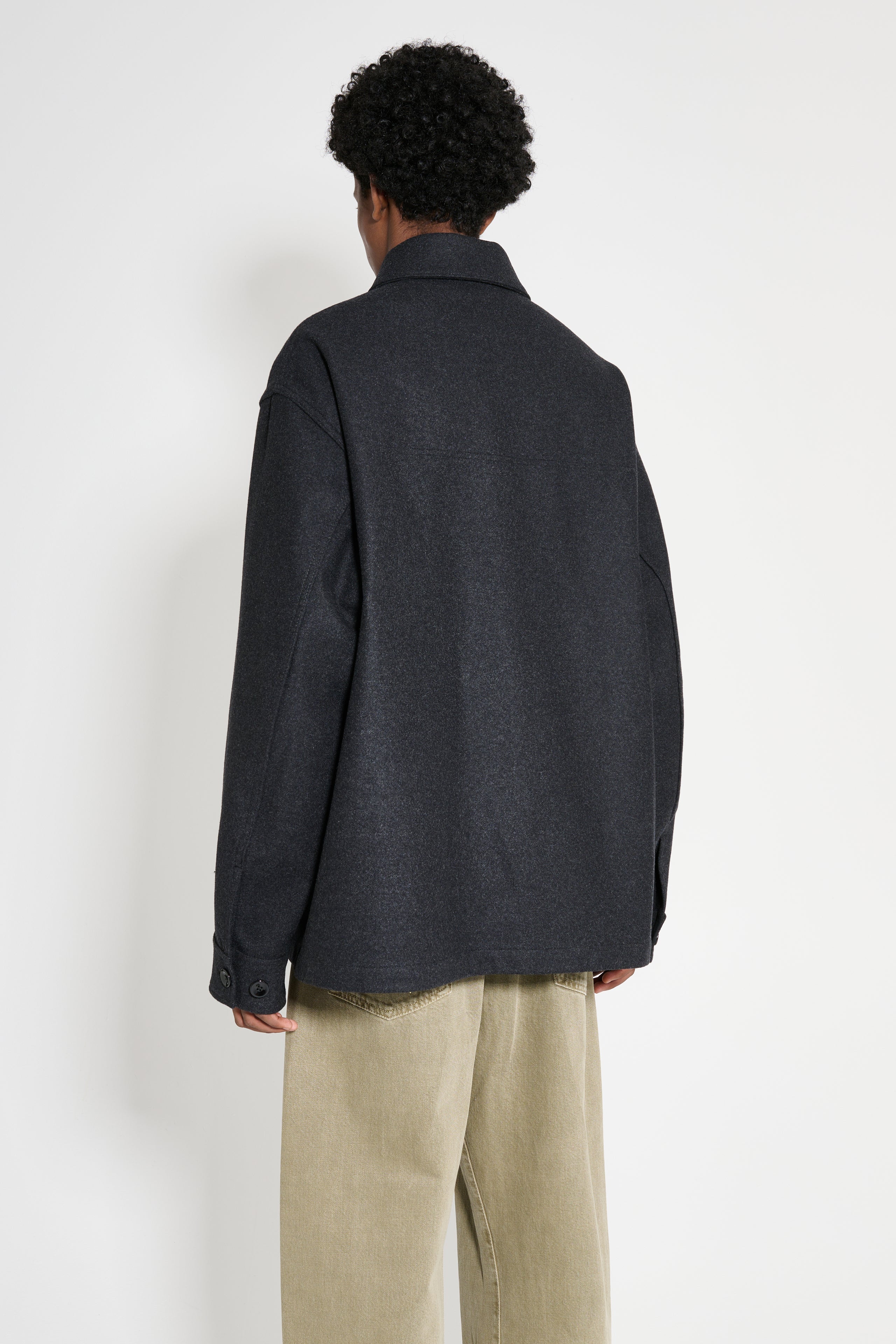 Lemaire One Pocket Overshirt Ash Black