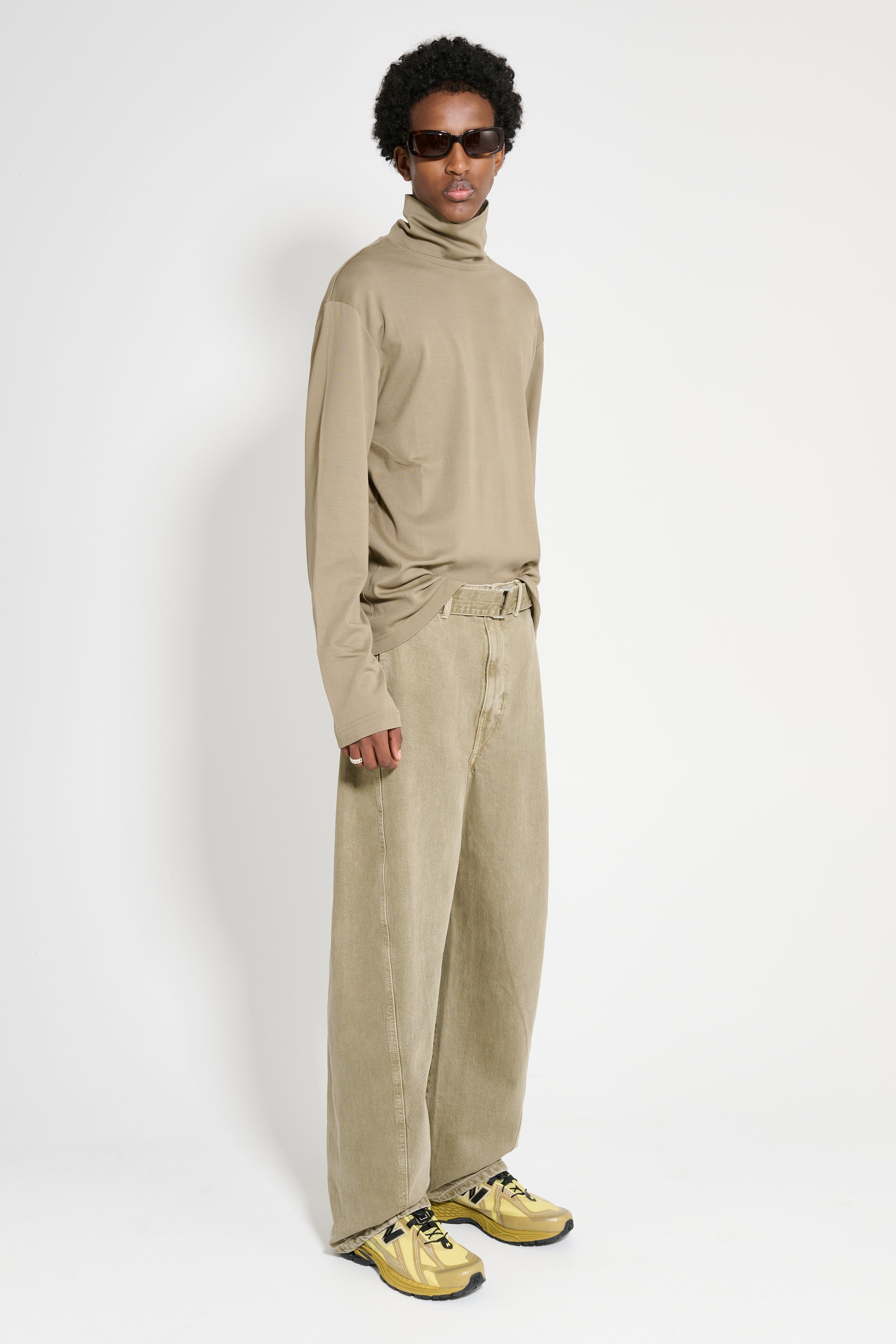 Lemaire Twisted Belted Pants Denim Snow Olive