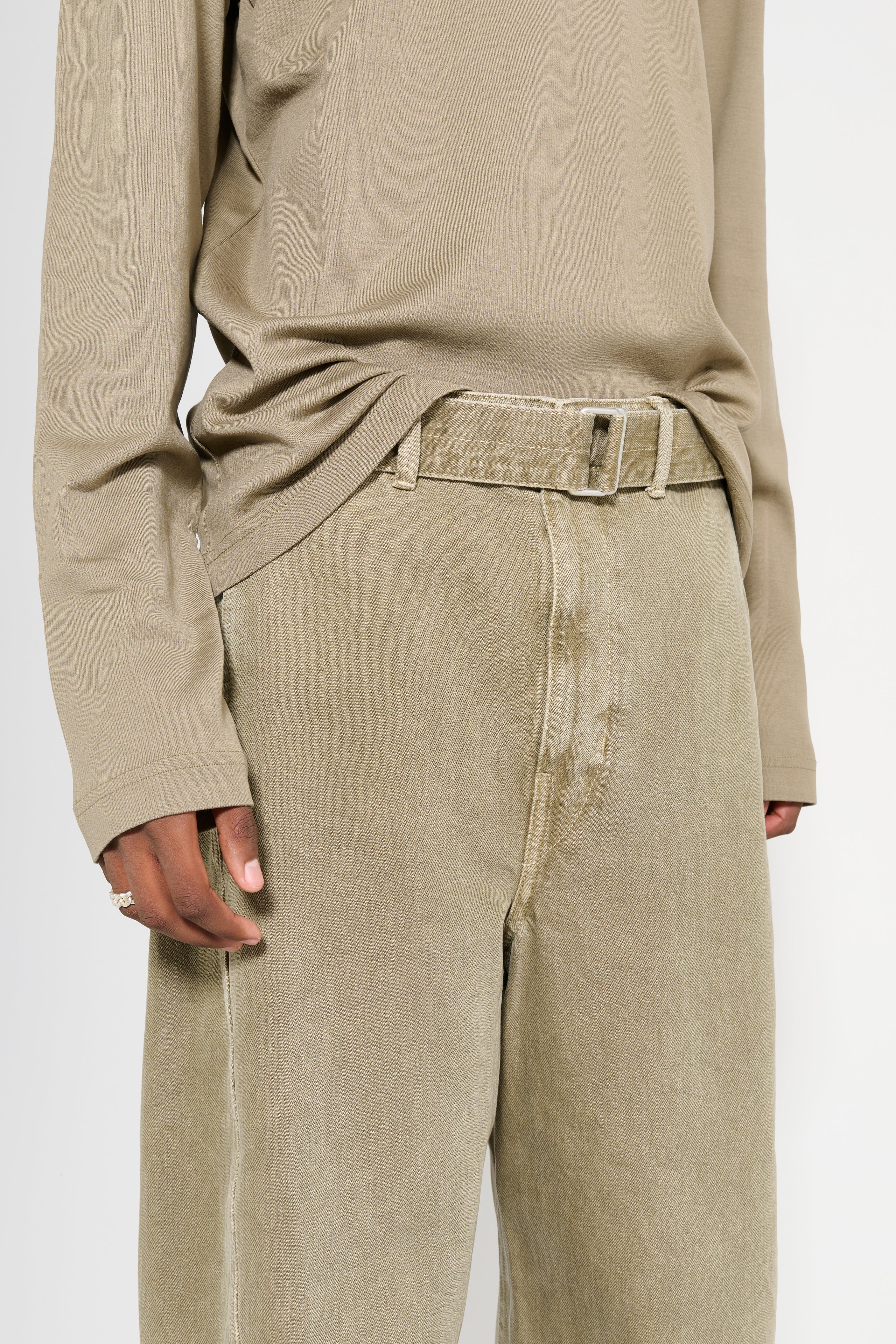 Lemaire Twisted Belted Pants Denim Snow Olive