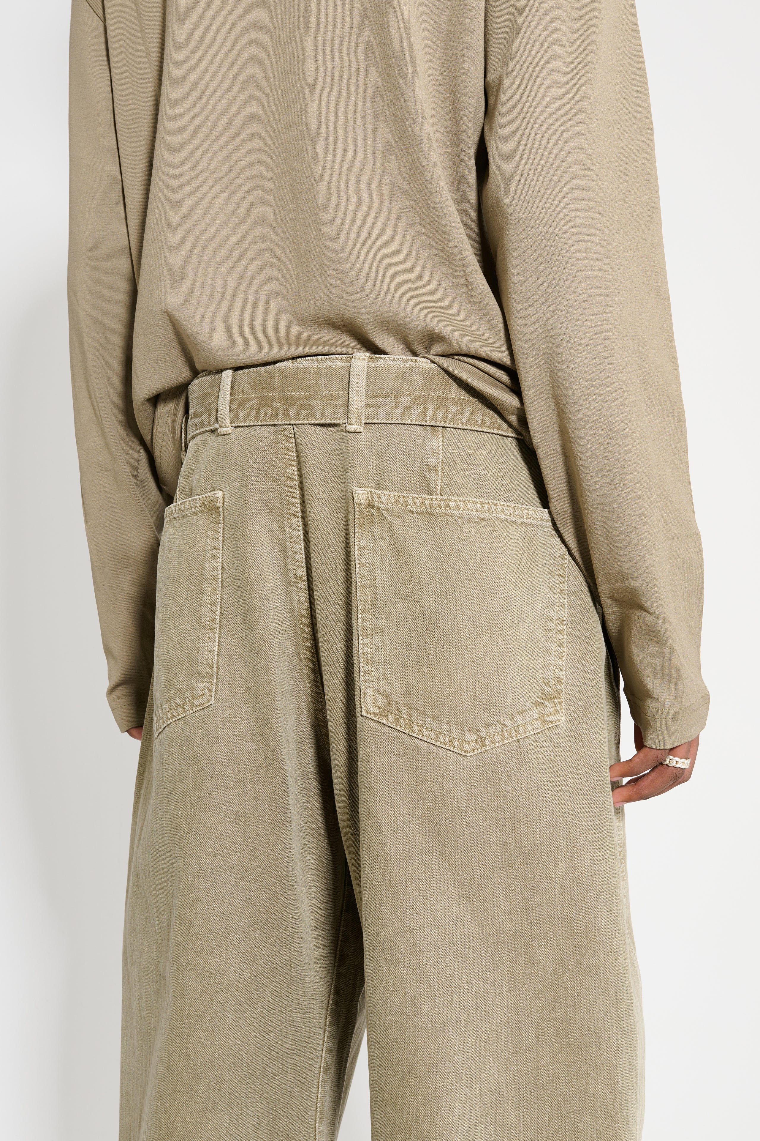 Lemaire Twisted Belted Pants Denim Snow Olive