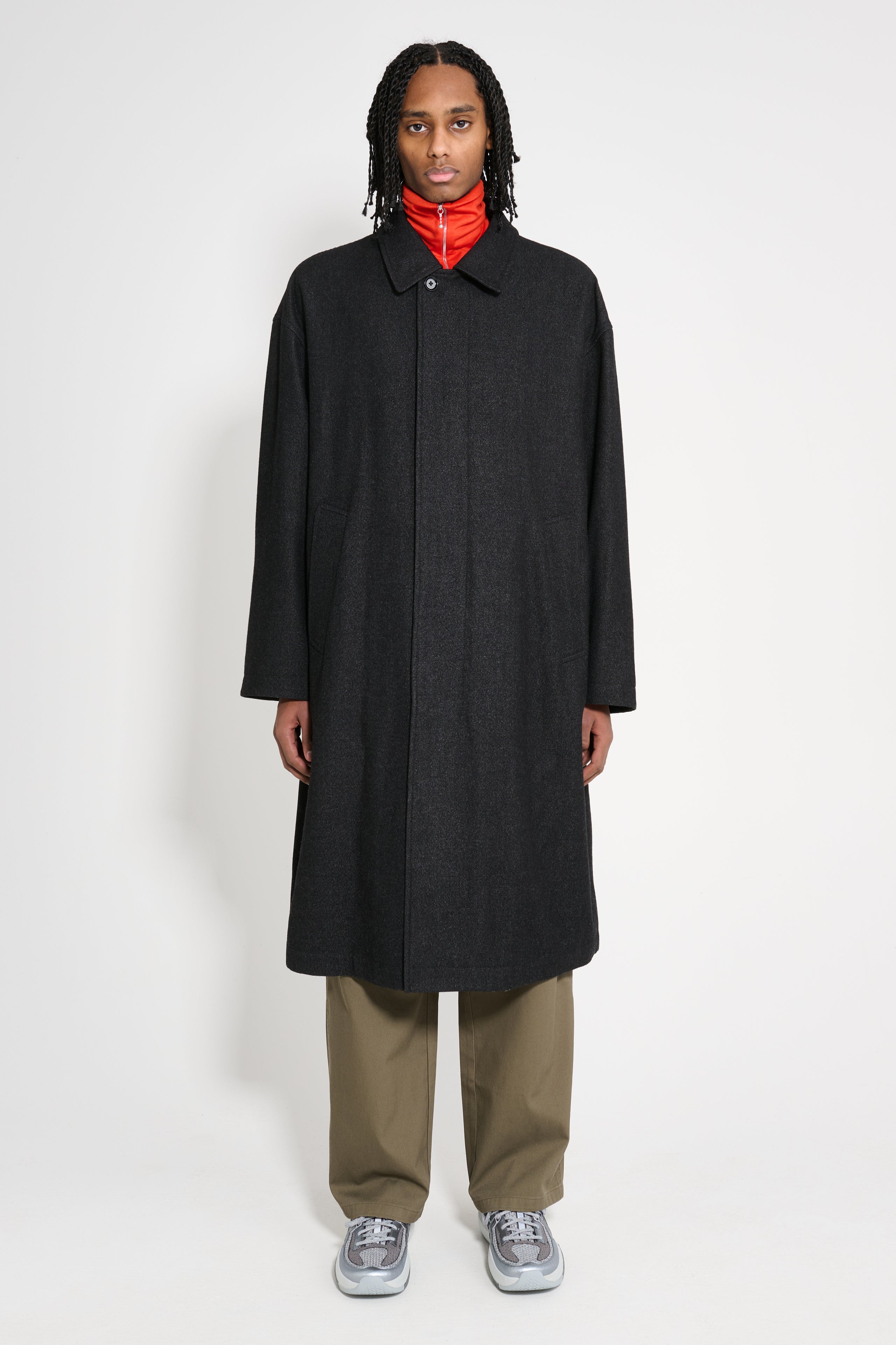 Lemaire Boxy Overcoat Black / Grey Melange