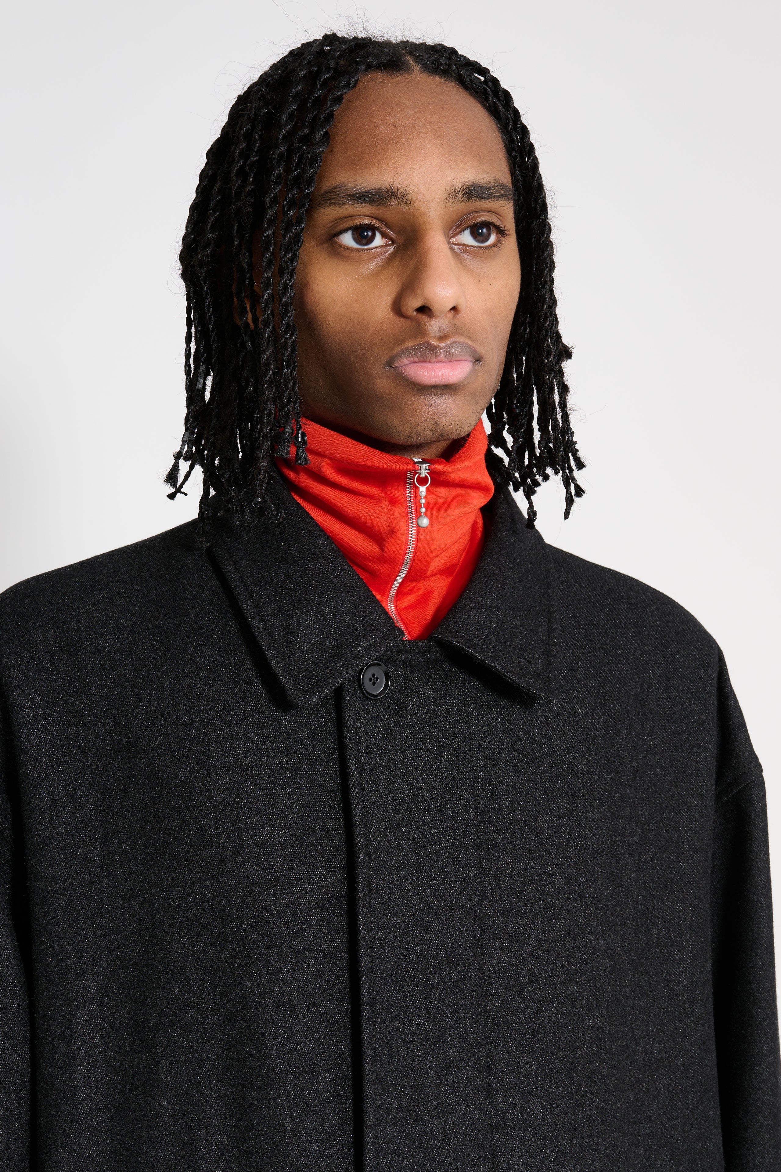 Lemaire Boxy Overcoat Black / Grey Melange