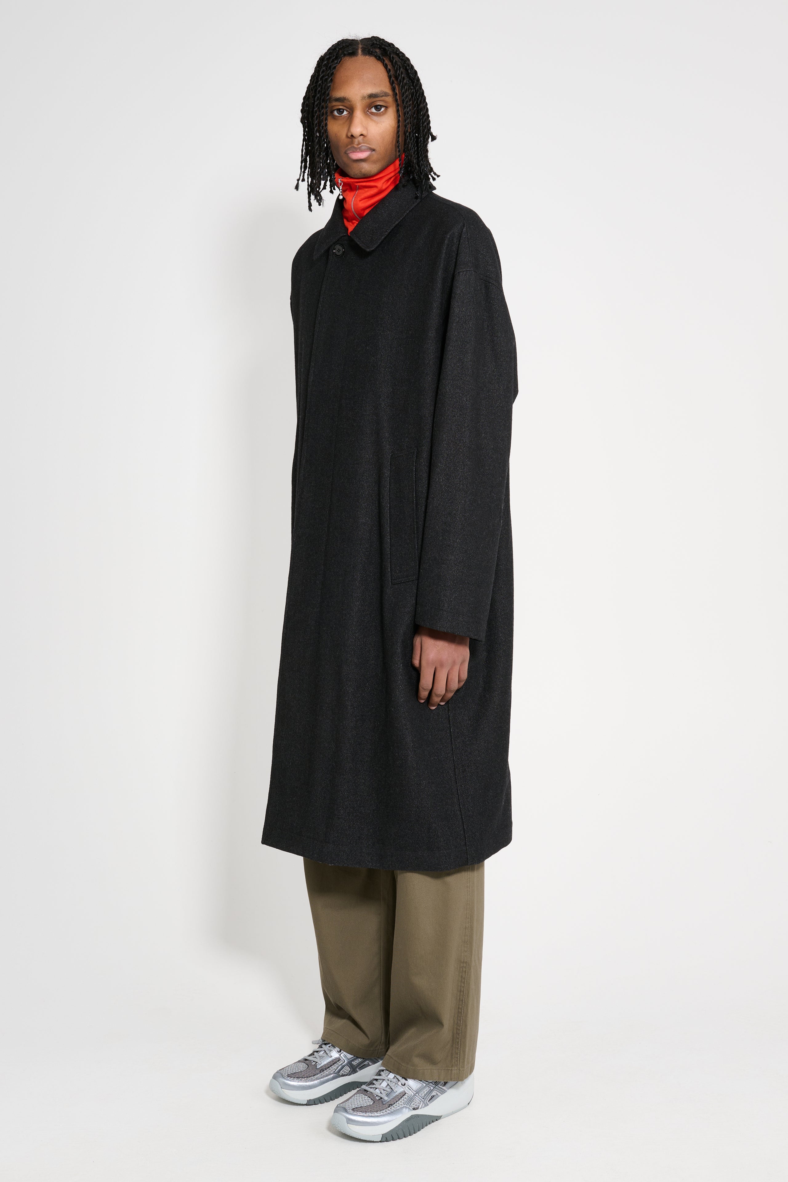 Lemaire Boxy Overcoat Black / Grey Melange