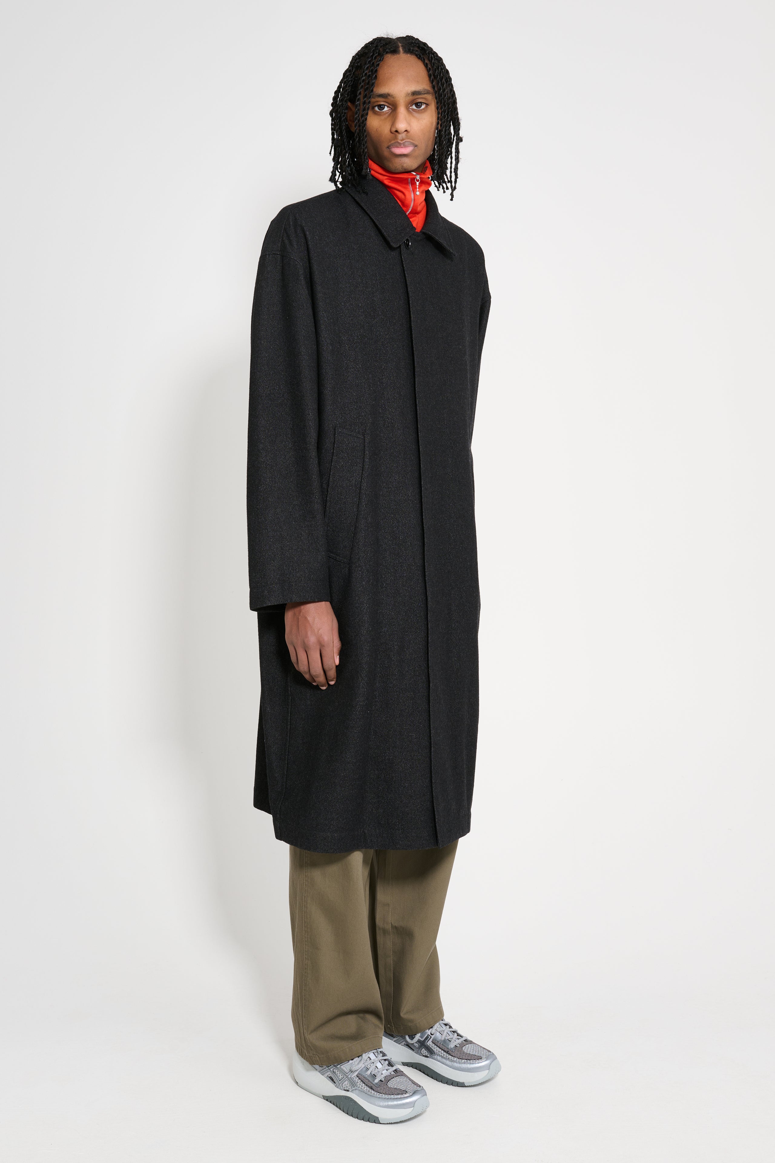 Lemaire Boxy Overcoat Black / Grey Melange