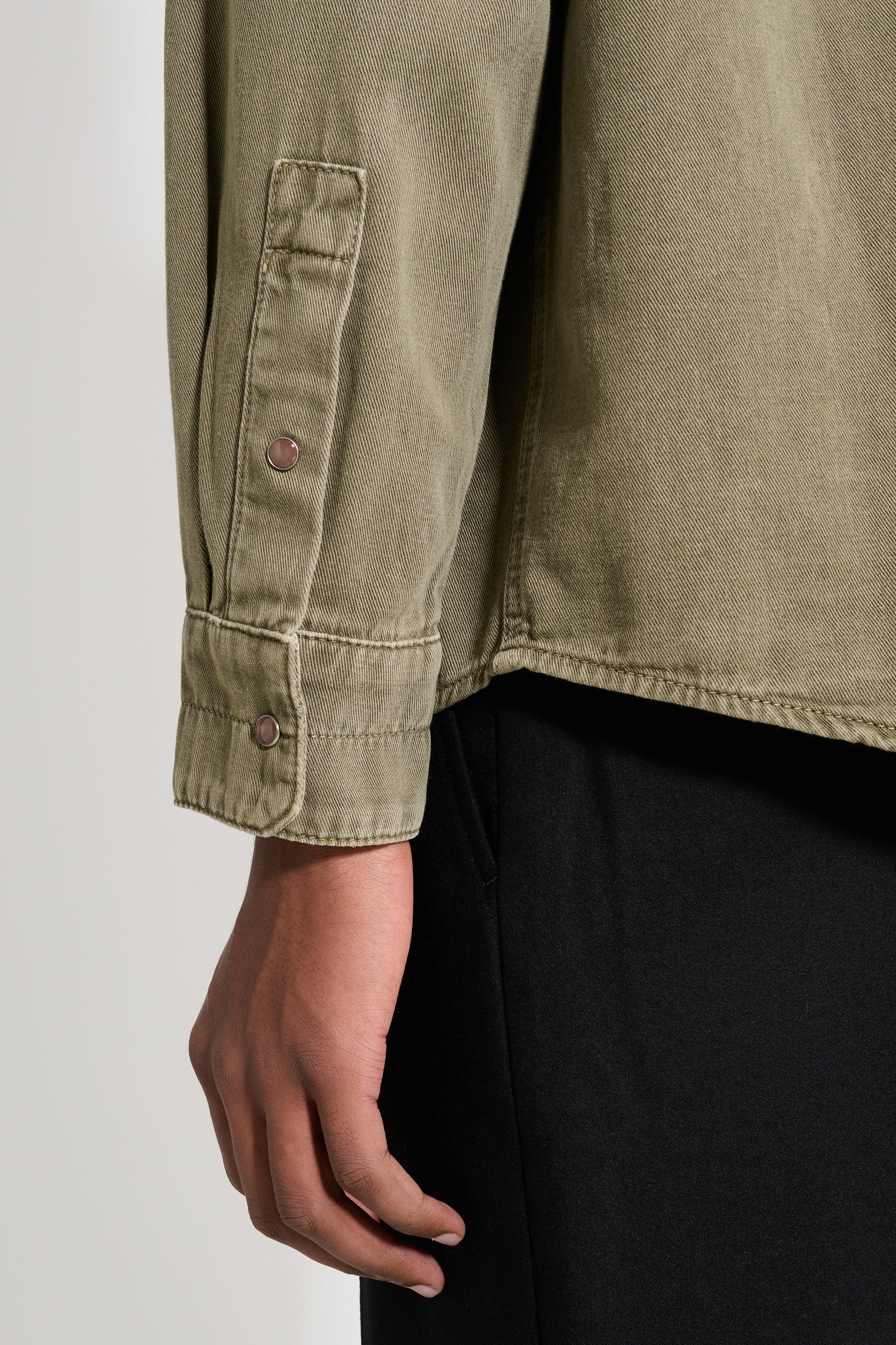 Lemaire Denim Shirt With Snaps Denim Snow Olive