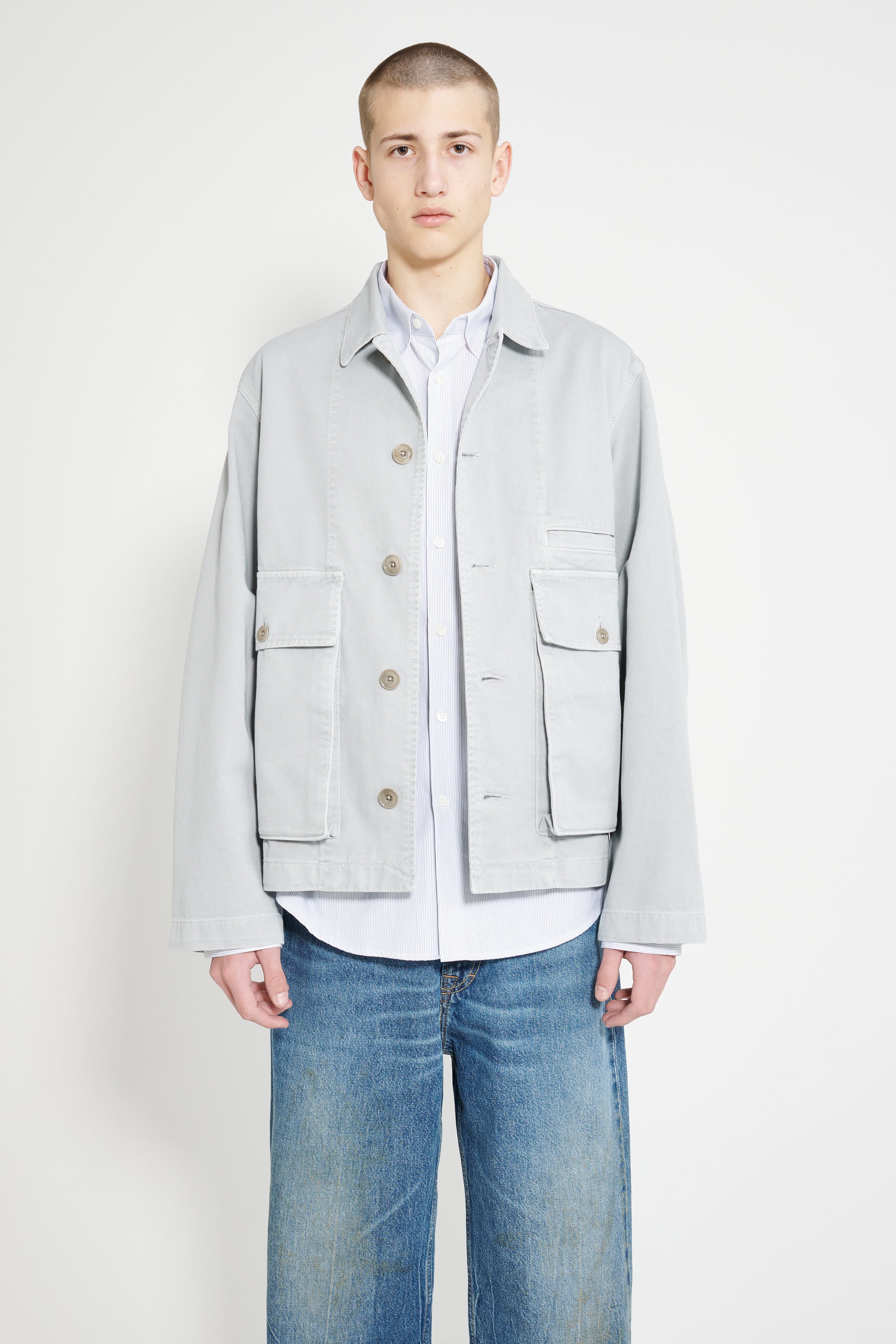 Lemaire Boxy Jacket GD Snow Heavy Denim Blue Grey