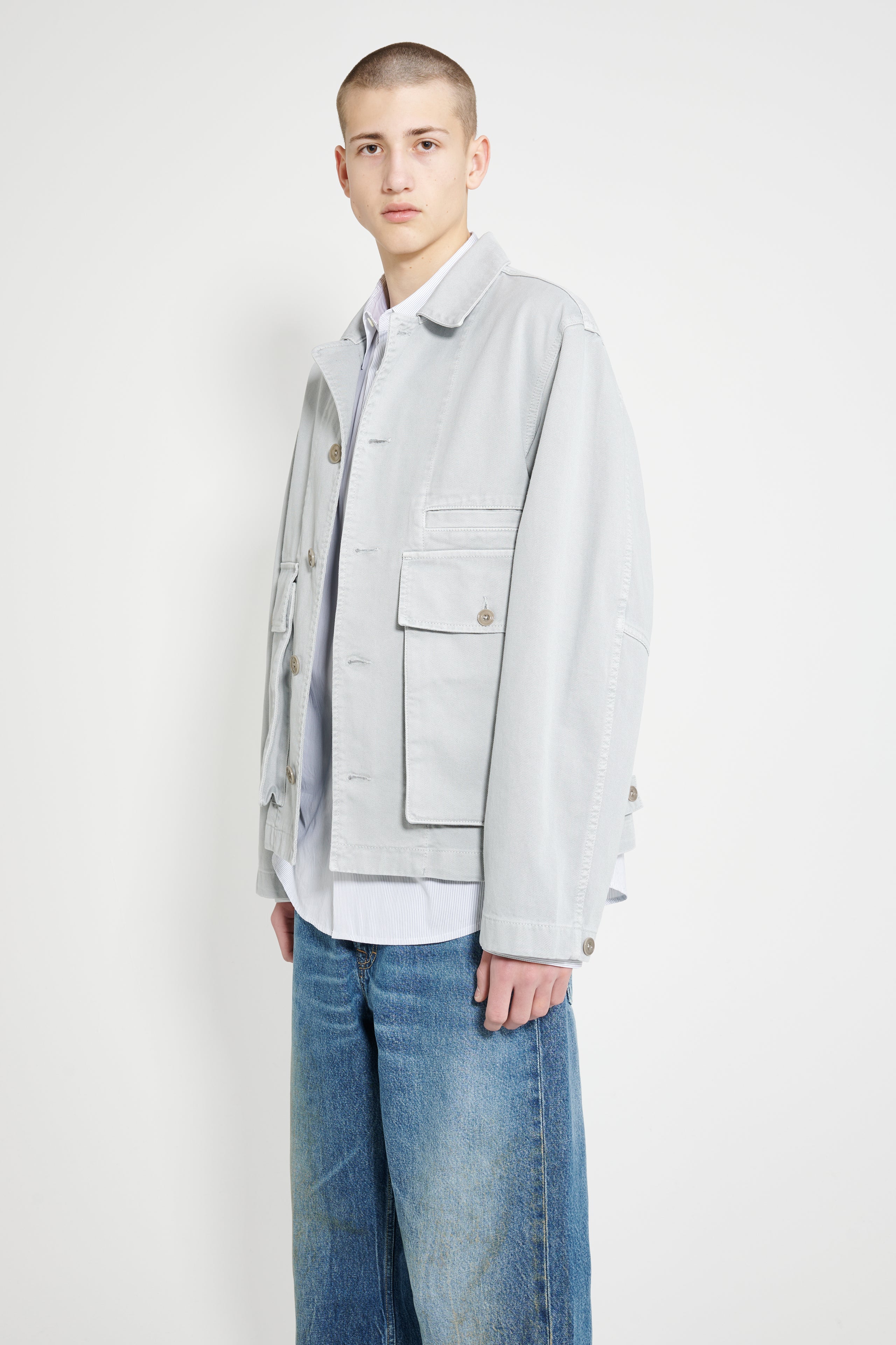 Lemaire Boxy Jacket GD Snow Heavy Denim Blue Grey