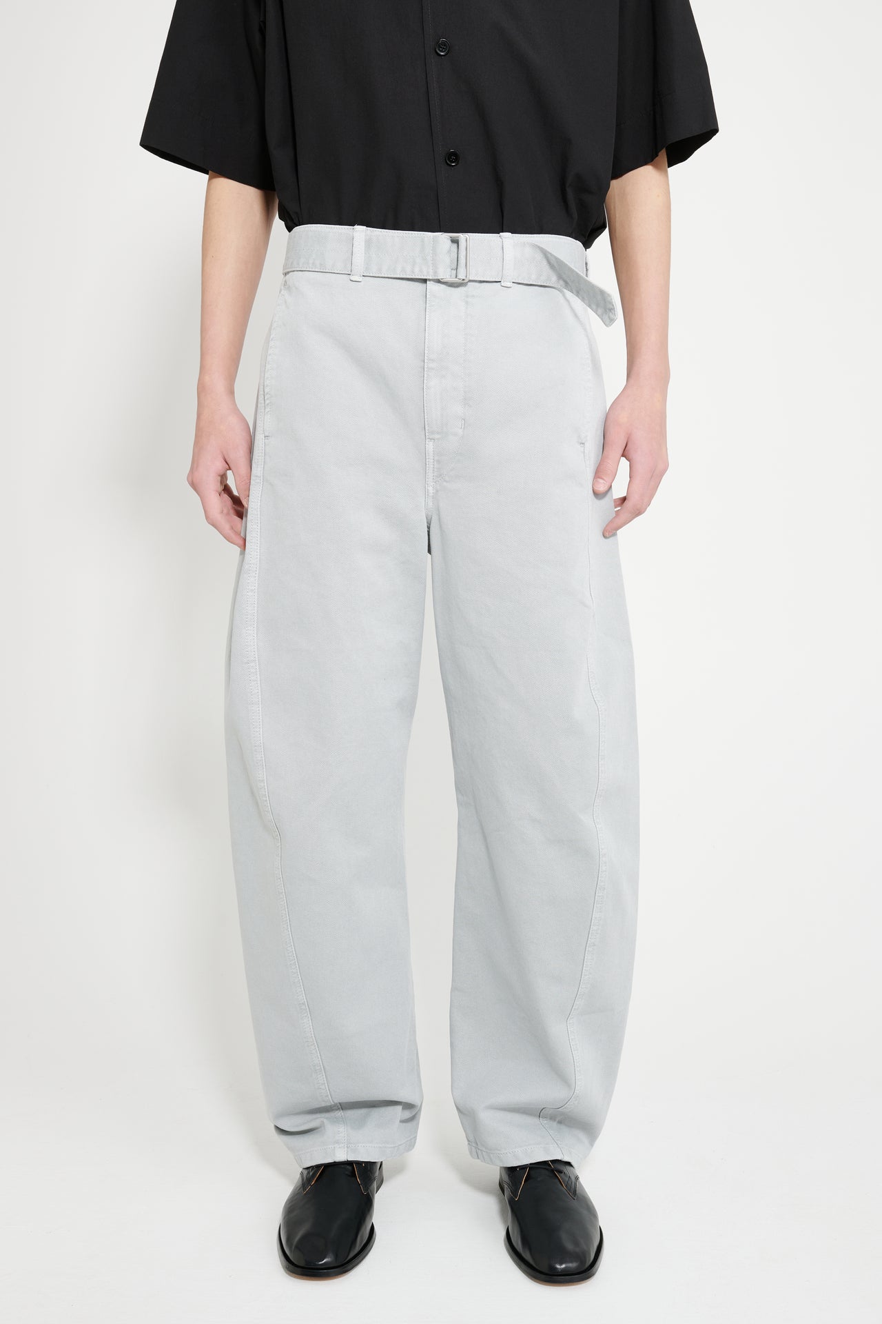 Lemaire Twisted Belted Pants GD Snow Heavy Denim Blue Grey