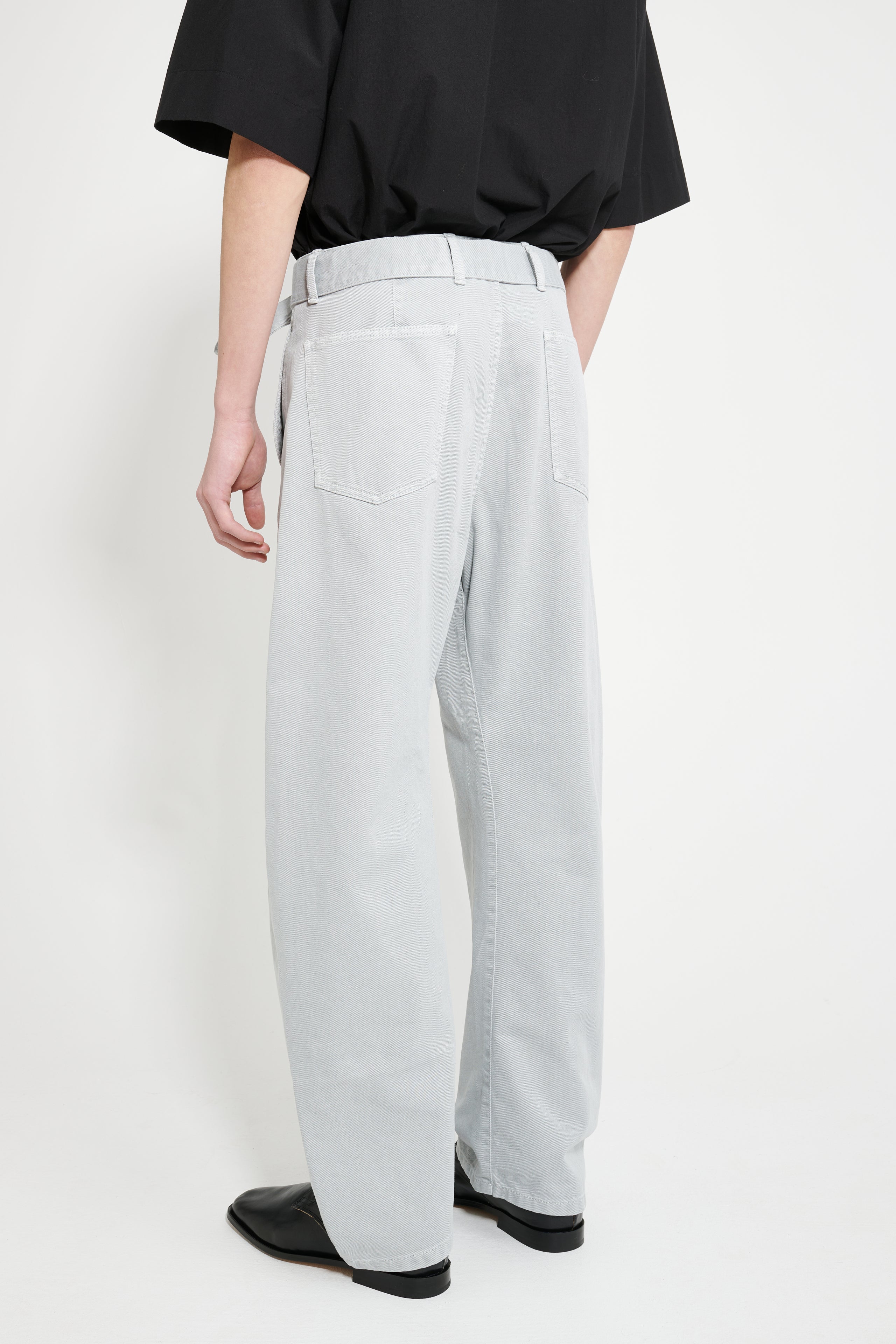 Lemaire Twisted Belted Pants GD Snow Heavy Denim Blue Grey