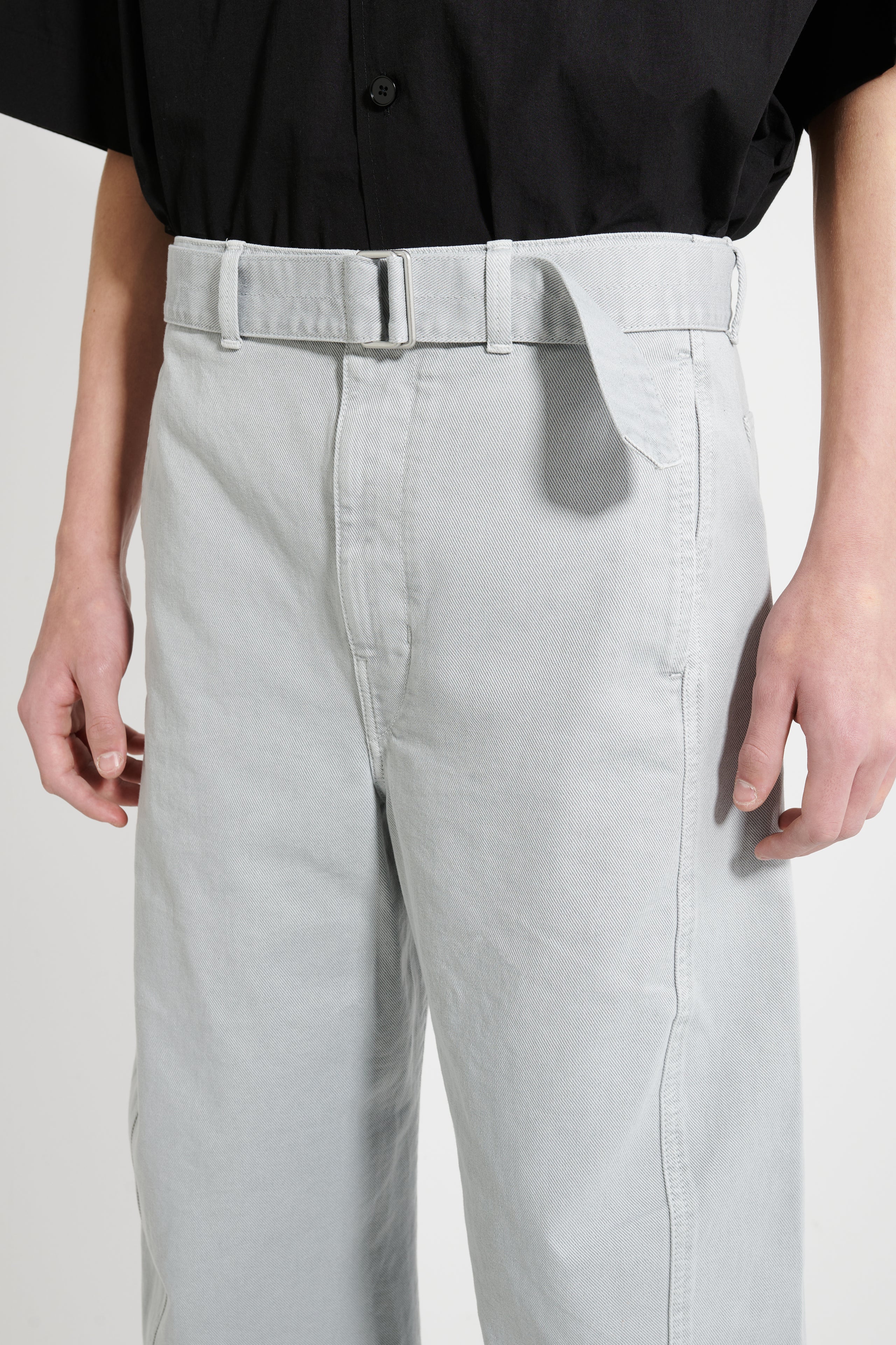 Lemaire Twisted Belted Pants GD Snow Heavy Denim Blue Grey