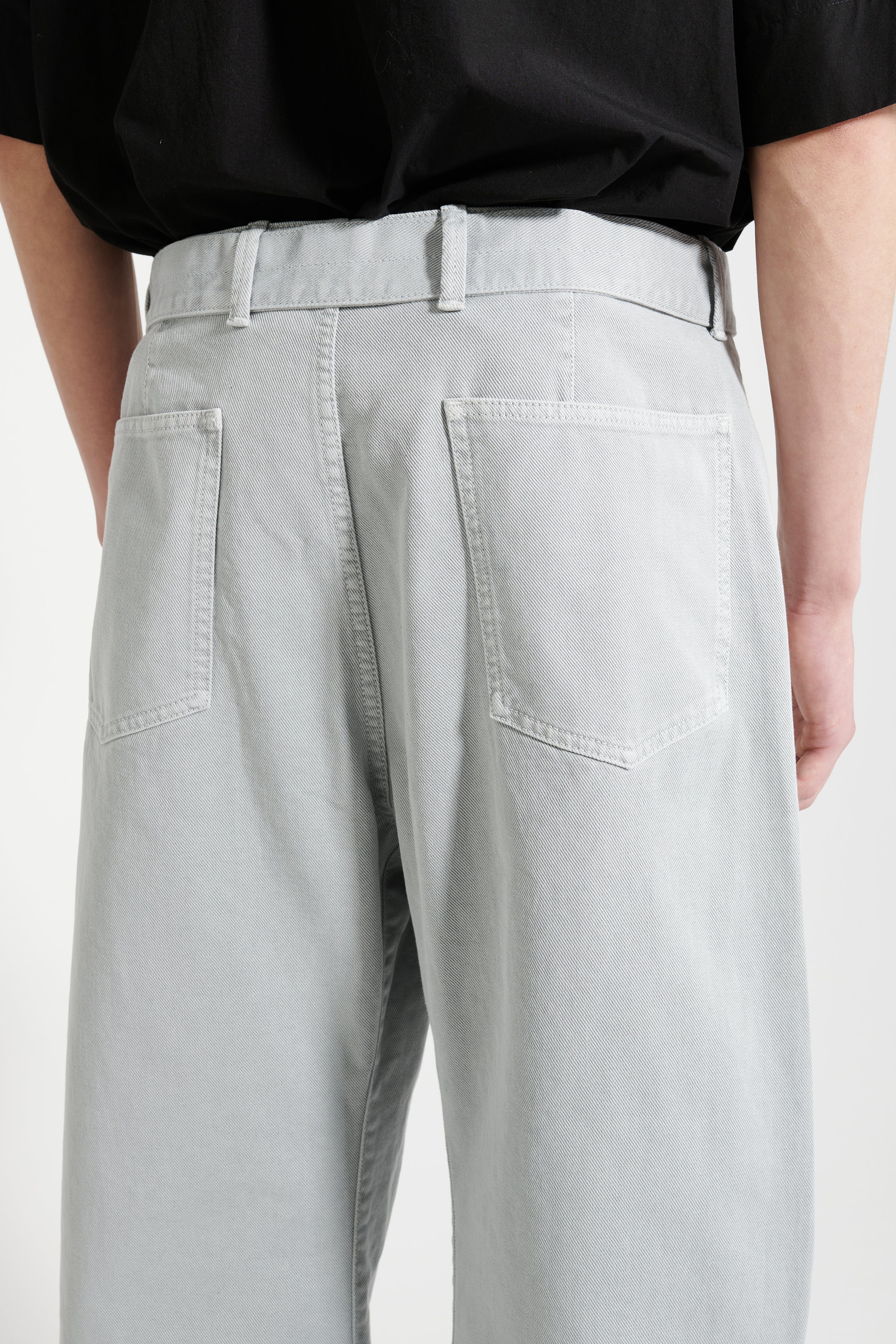 Lemaire Twisted Belted Pants GD Snow Heavy Denim Blue Grey