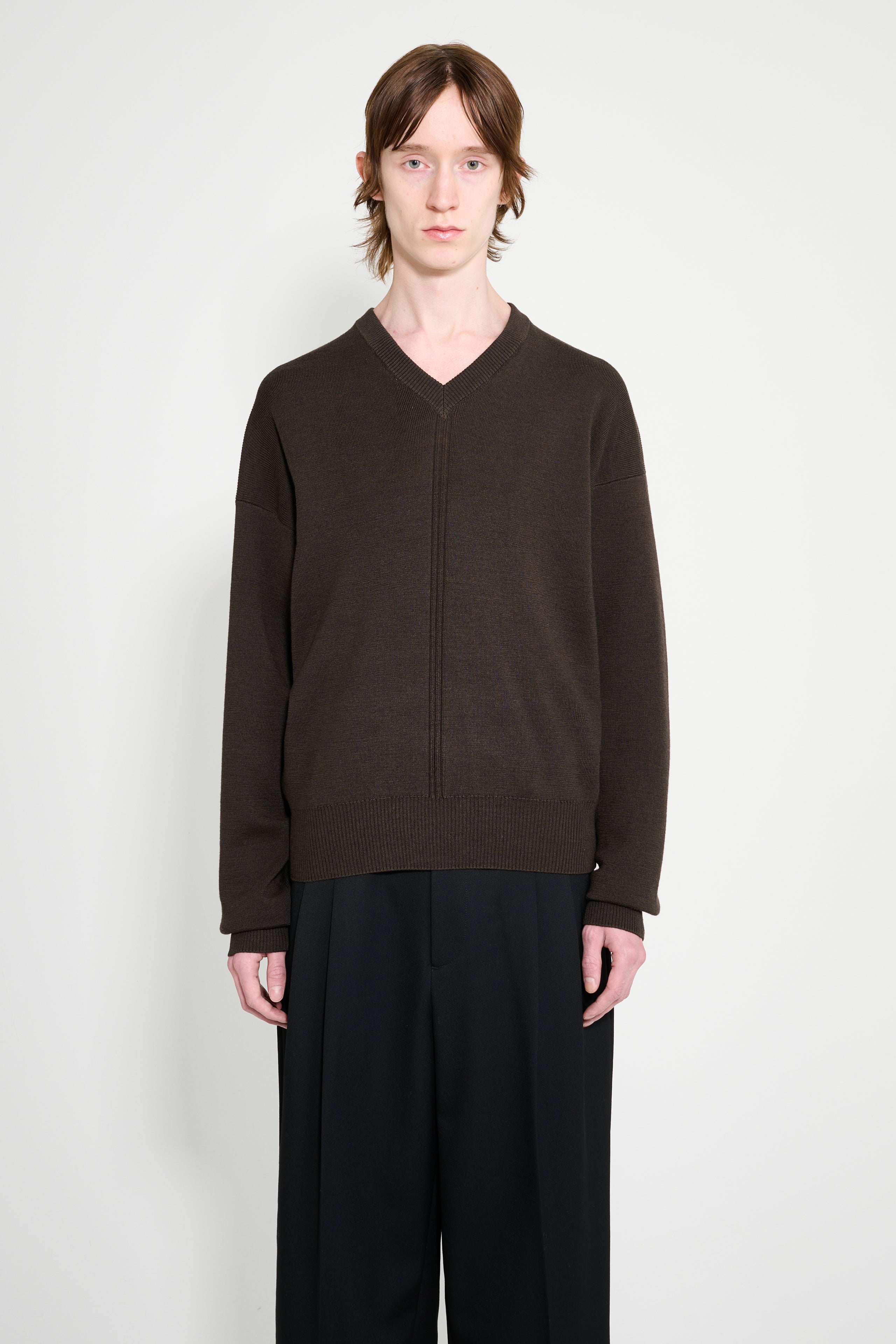 Lemaire V Neck Sweater Dark Cacao