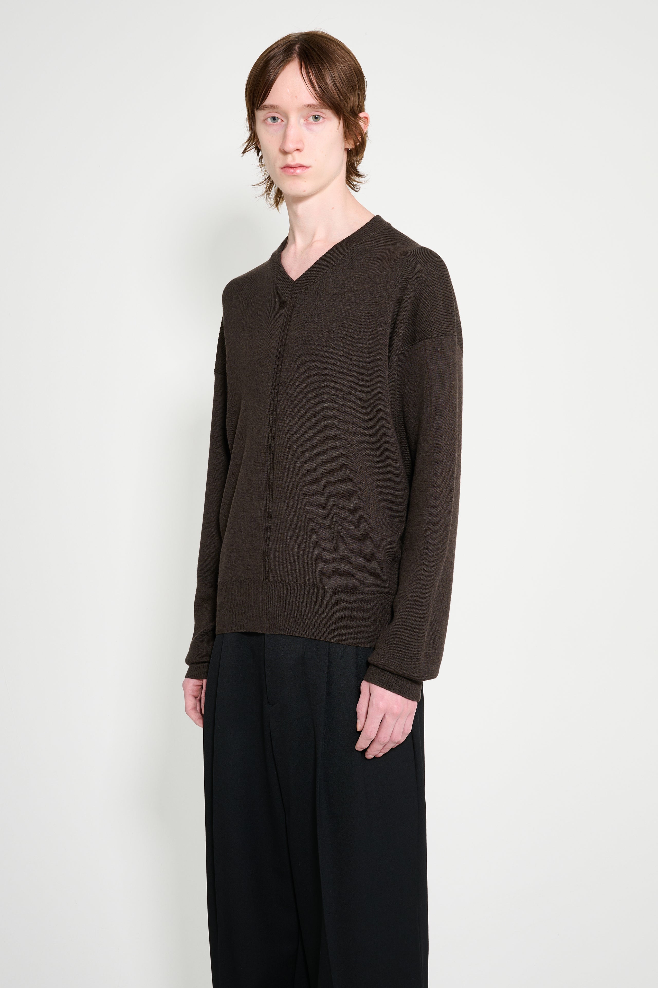 Lemaire V Neck Sweater Dark Cacao