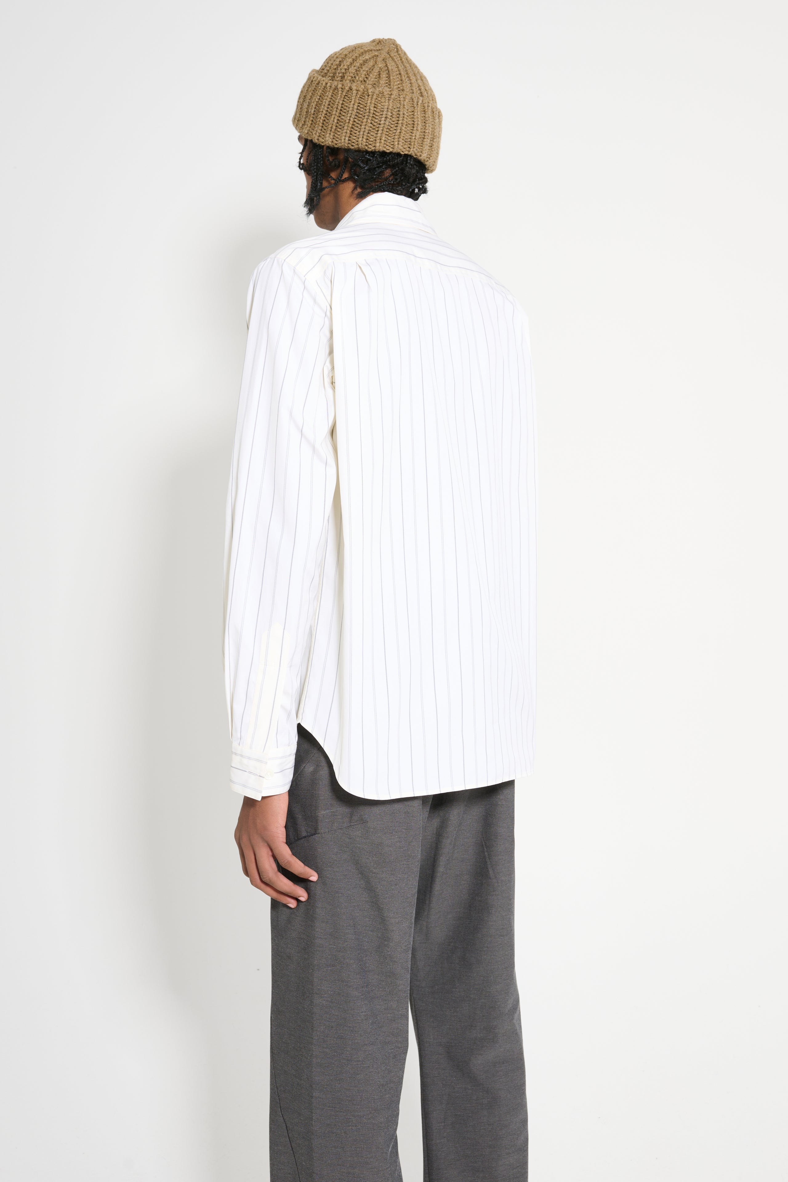 Margaret Howell Basic Shirt Wide Spaced Cotton Stripe Off White / Black