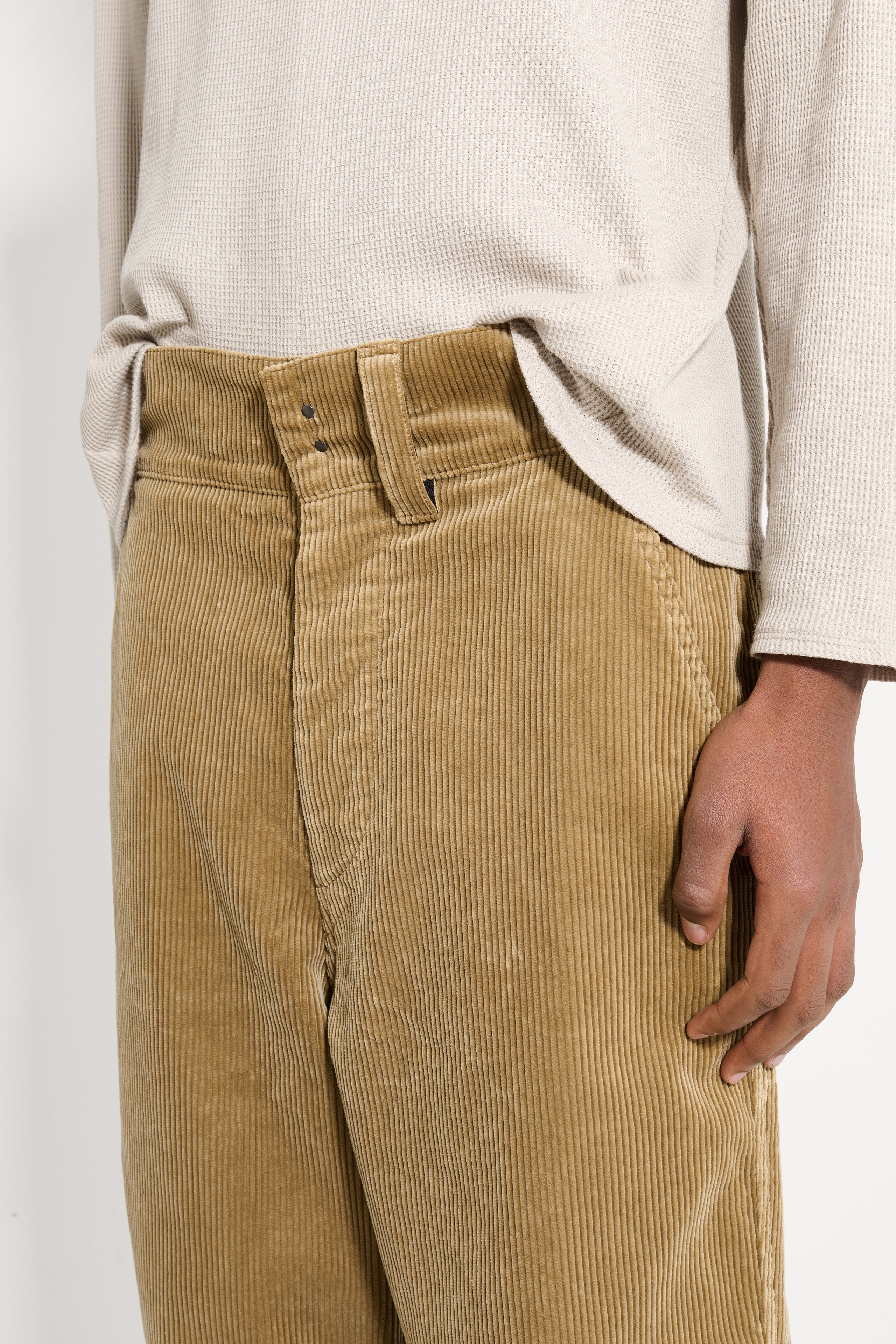 Margaret Howell MHL Wide Waistband Trouser Heavy Corduroy Off Putty