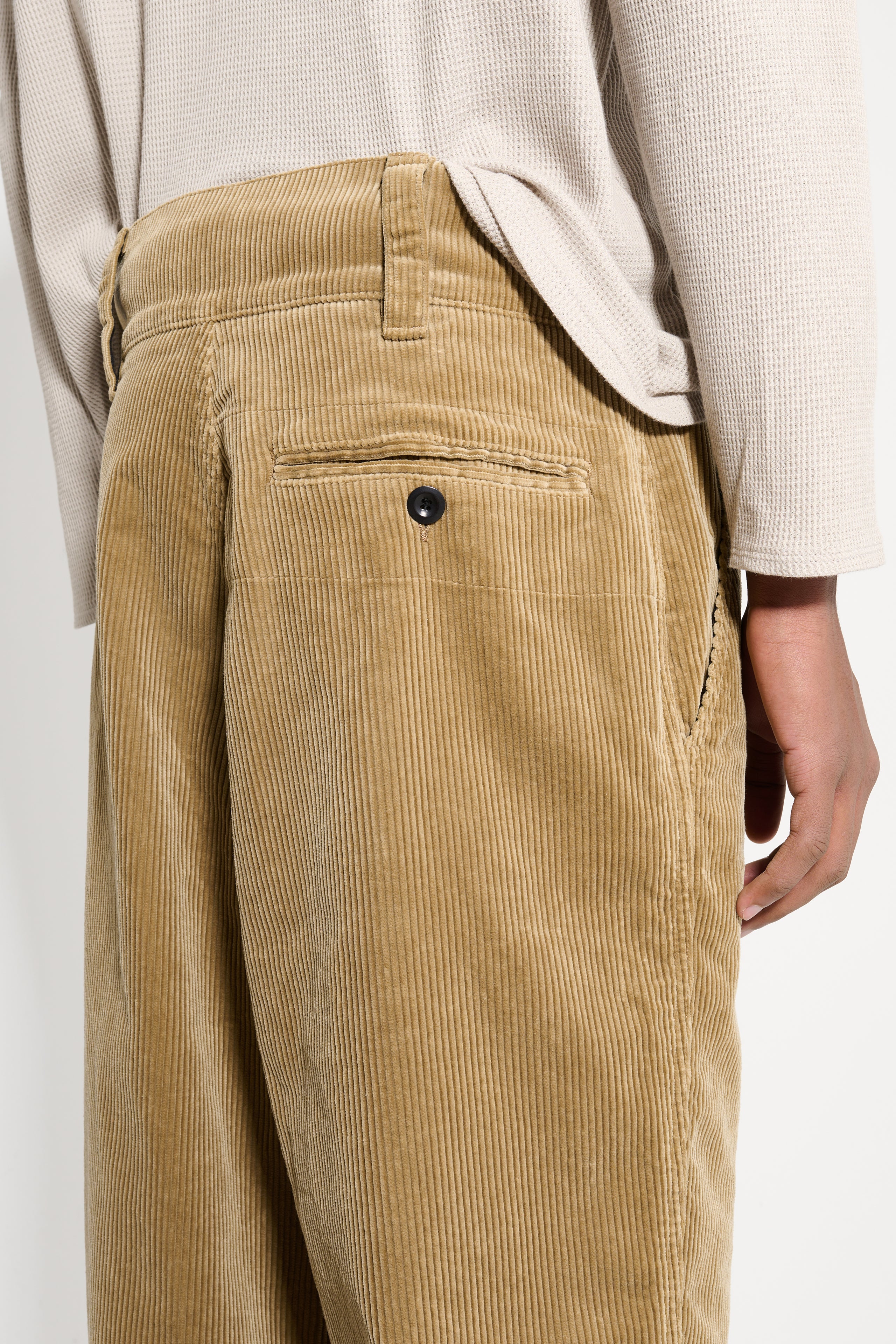 Margaret Howell MHL Wide Waistband Trouser Heavy Corduroy Off Putty