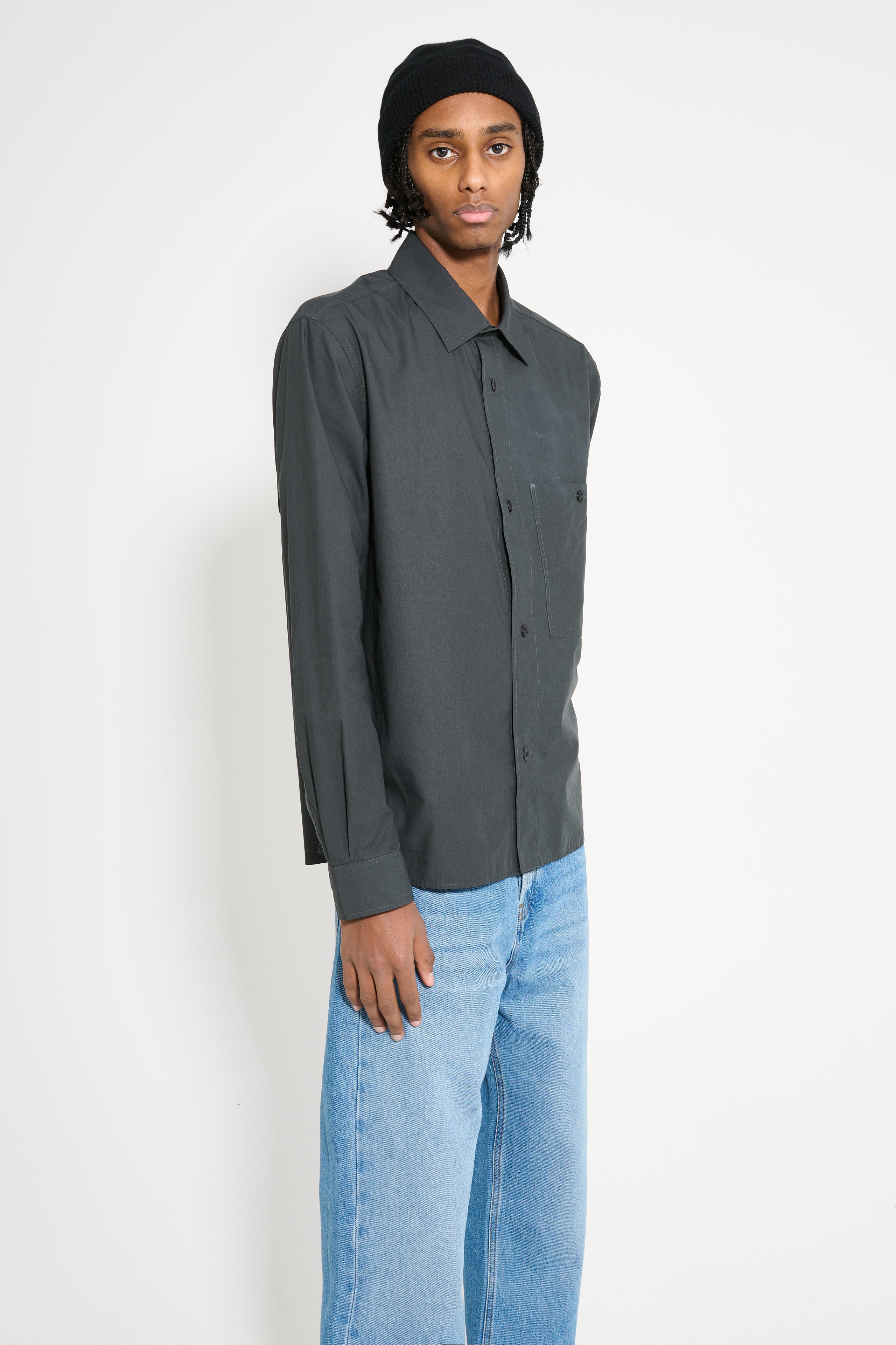 Margaret Howell MHL Overall Shirt Light Cotton Lyocell Asphalt