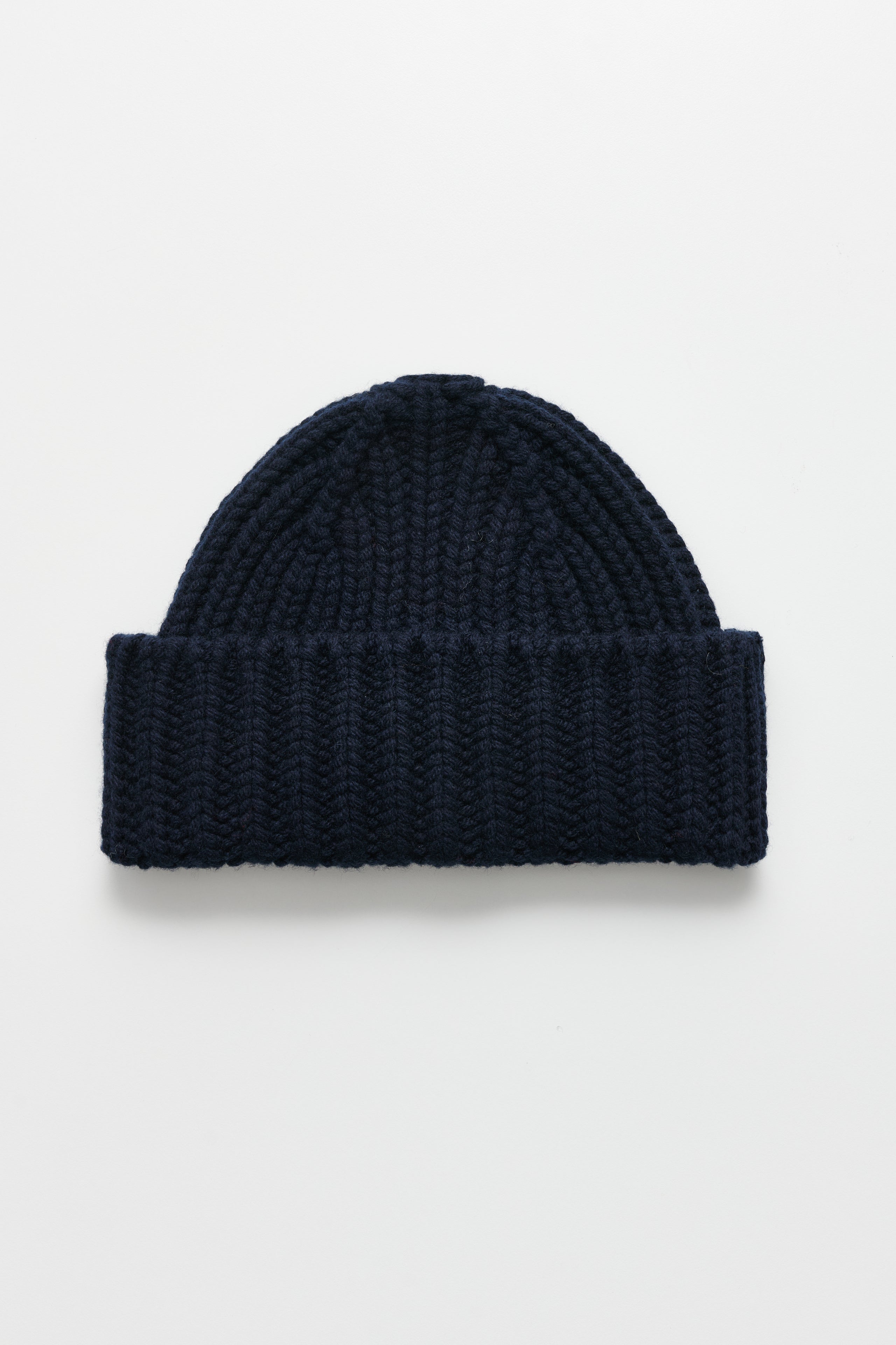 Margaret Howell Chunky Rib Beanie Merino Cashmere Navy