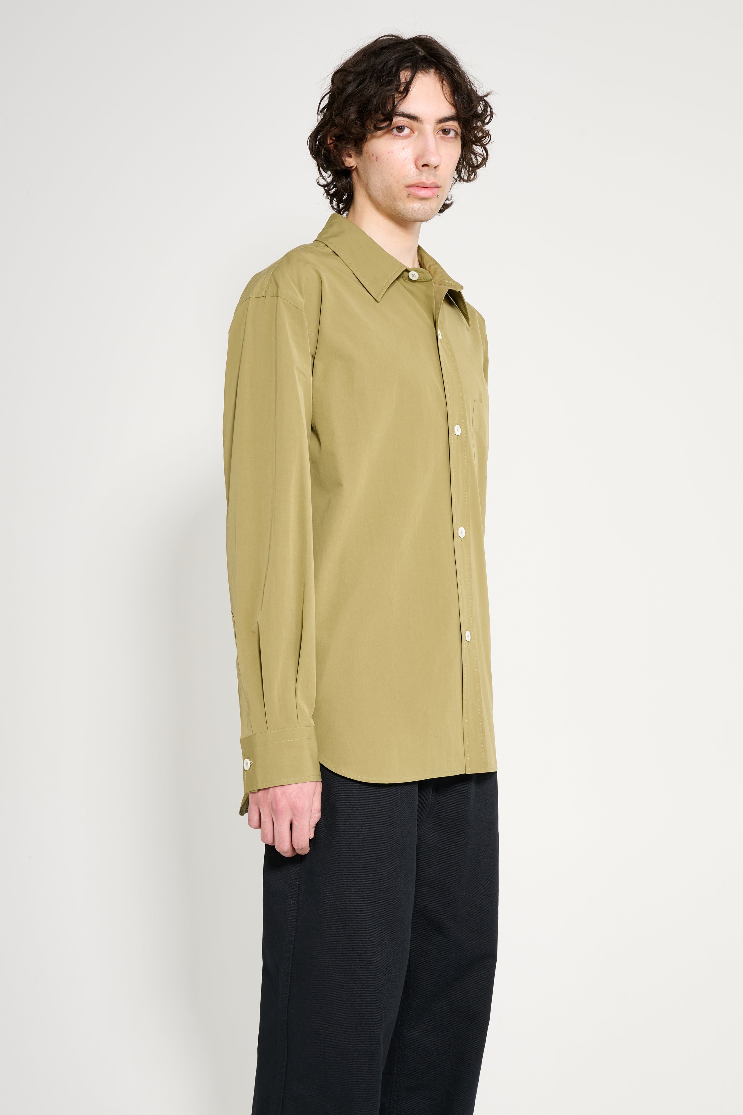 Margaret Howell Monogram Shirt Fine Cotton Poplin Warm Olive