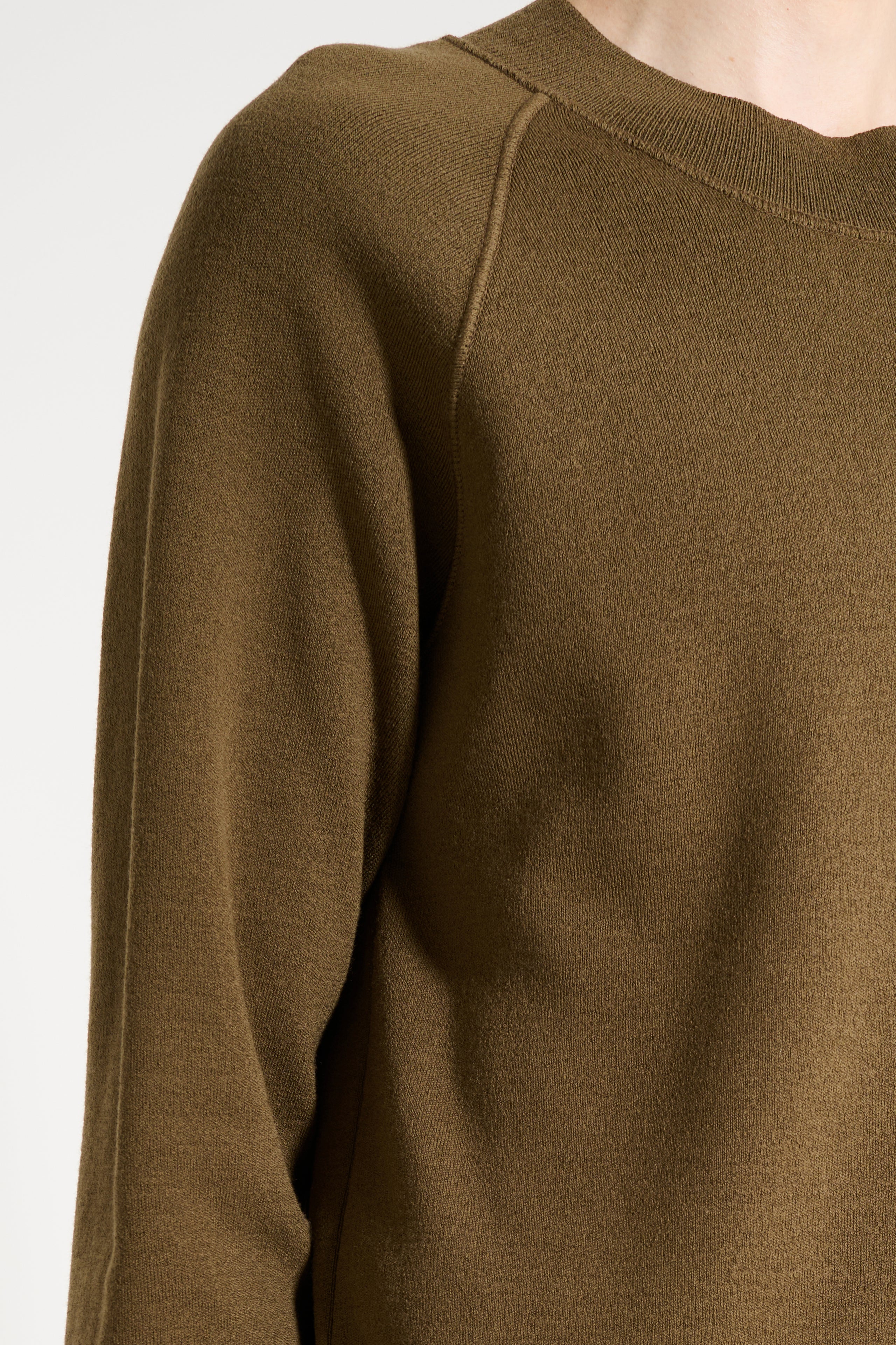 Margaret Howell MHL Wide Neck Sweatshirt Fine Merino Wool Khaki