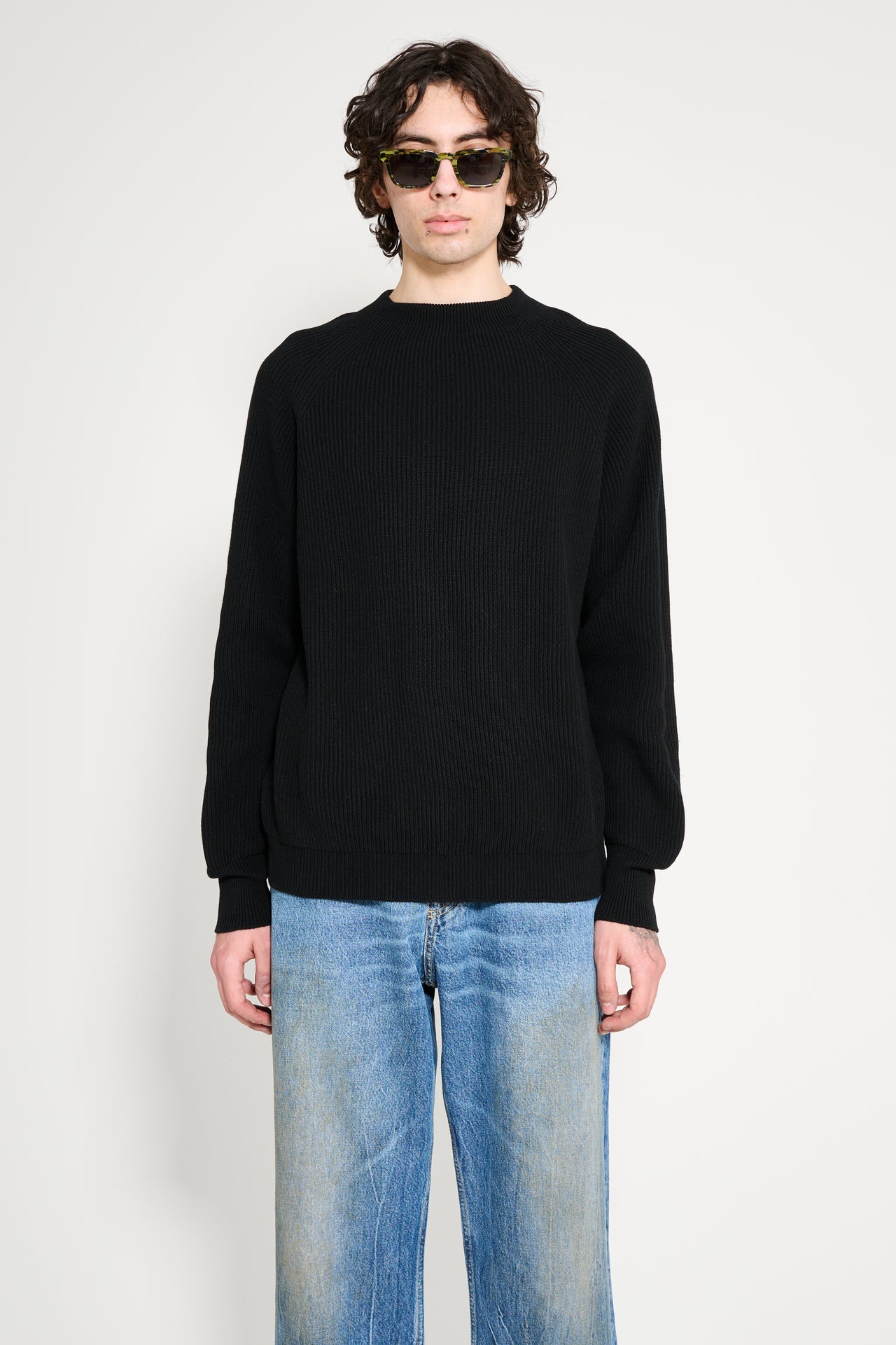 Margaret Howell Simple Rib Crew Neck Black