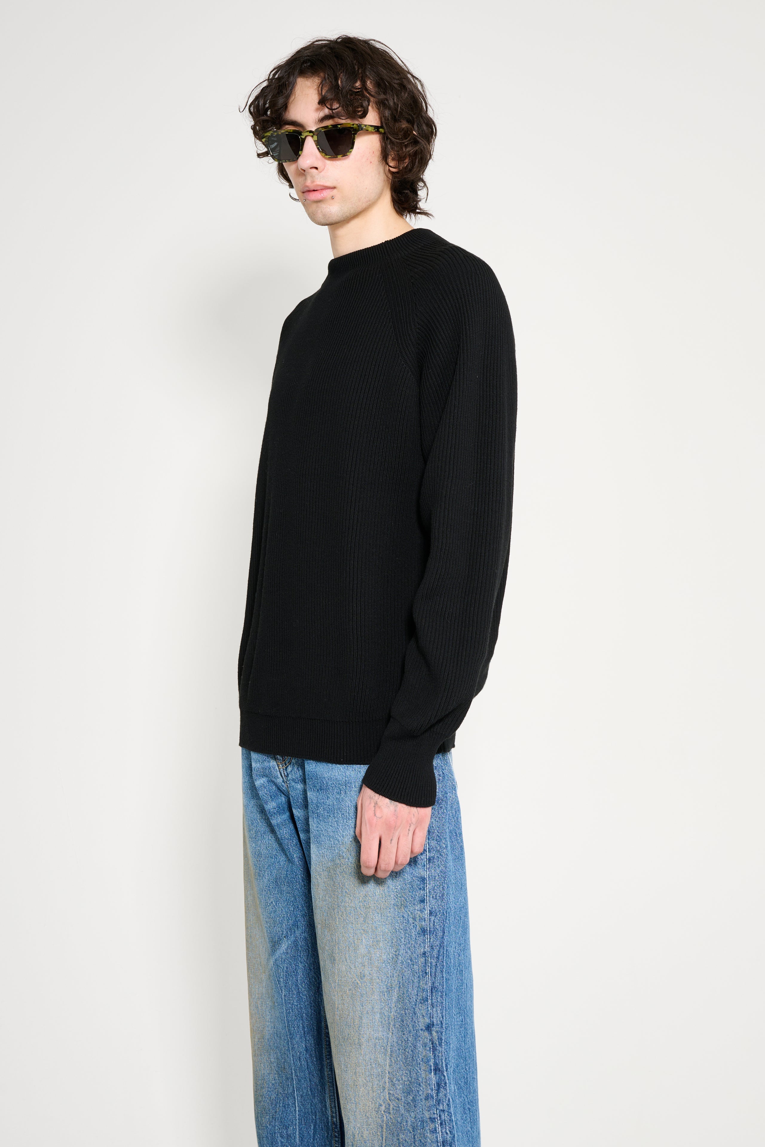 Margaret Howell Simple Rib Crew Neck Black