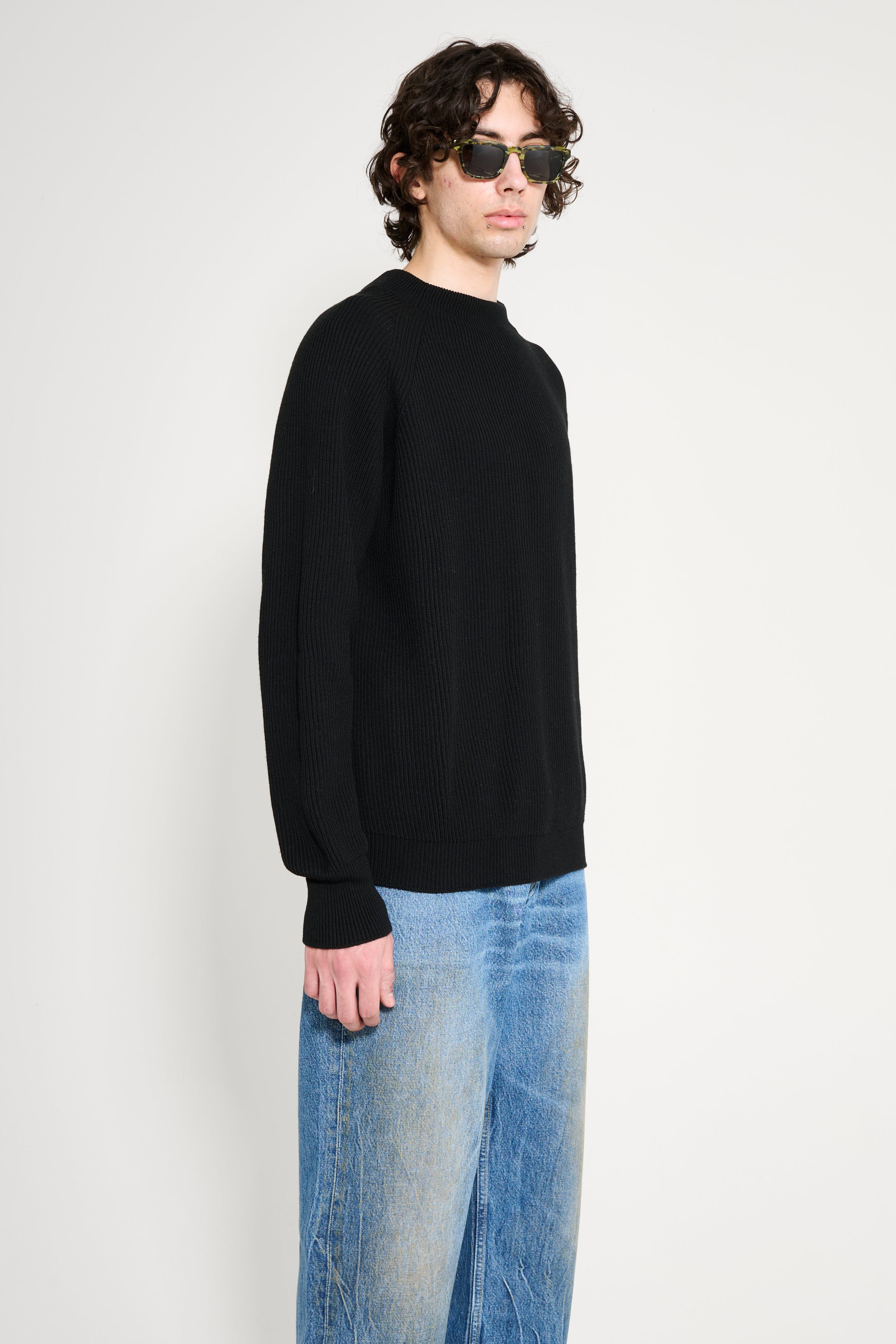 Margaret Howell Simple Rib Crew Neck Black