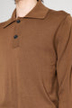 Margaret Howell Heavy Trim Polo Extrafine Merino Wool Tobacco / Black