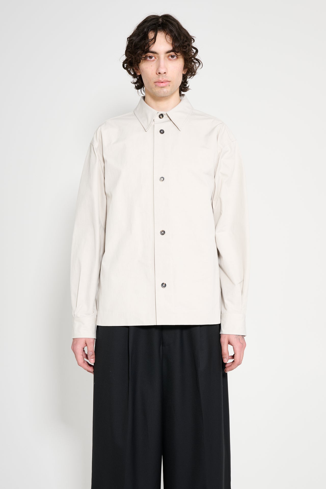 Margaret Howell Minimal Boxy Overshirt Heavy Cotton Poplin Chalk