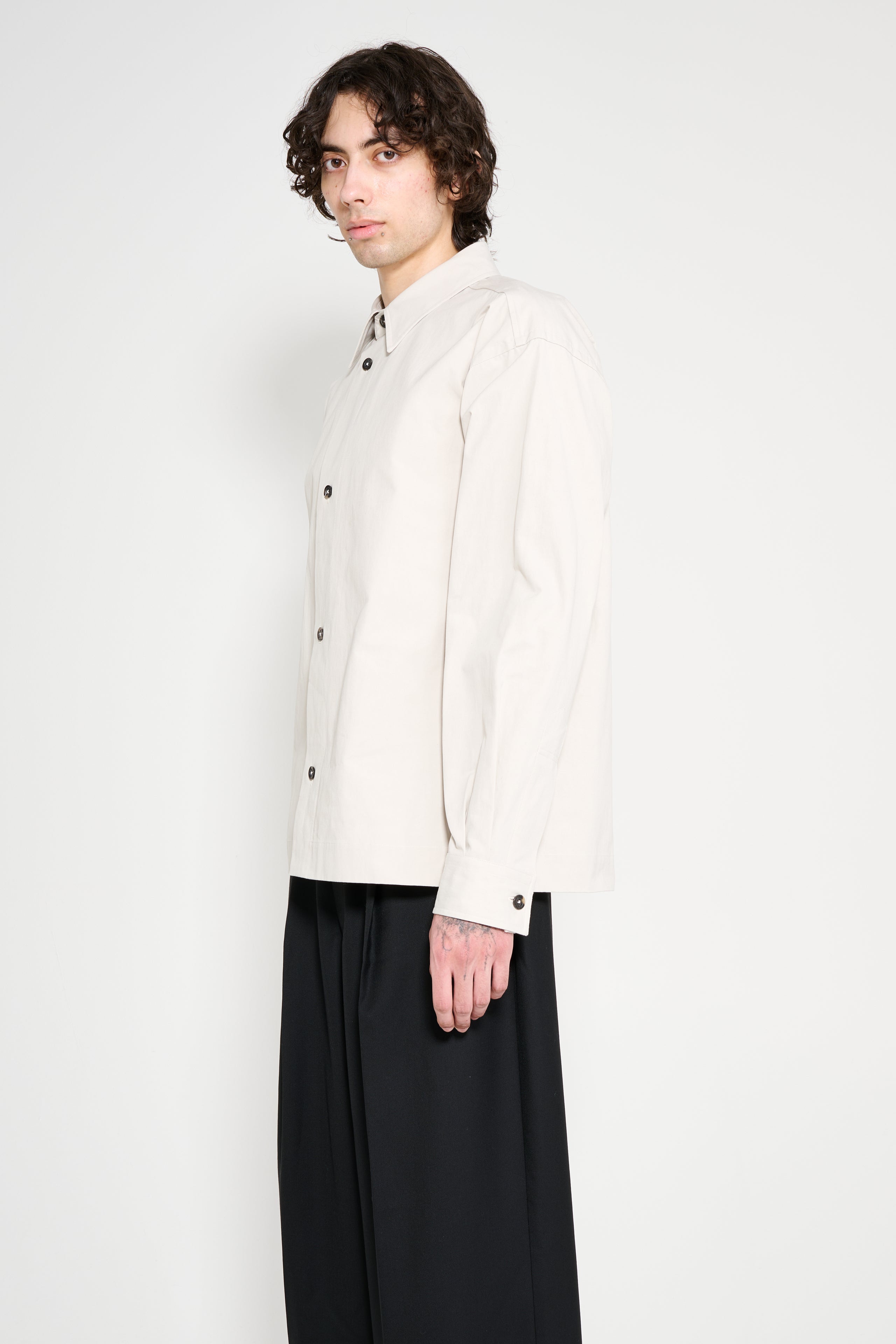 Margaret Howell Minimal Boxy Overshirt Heavy Cotton Poplin Chalk