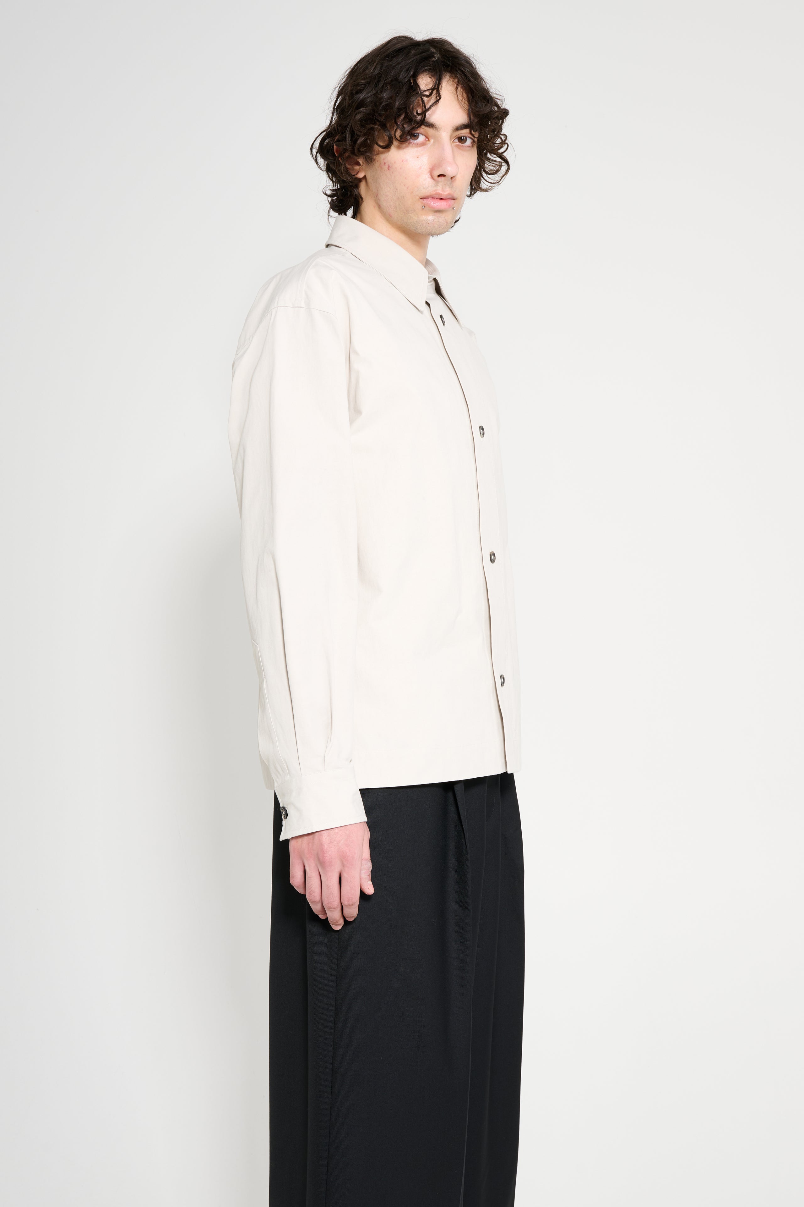 Margaret Howell Minimal Boxy Overshirt Heavy Cotton Poplin Chalk