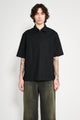 Margaret Howell MHL Half Zip Pull On Shirt Textured Cotton Black