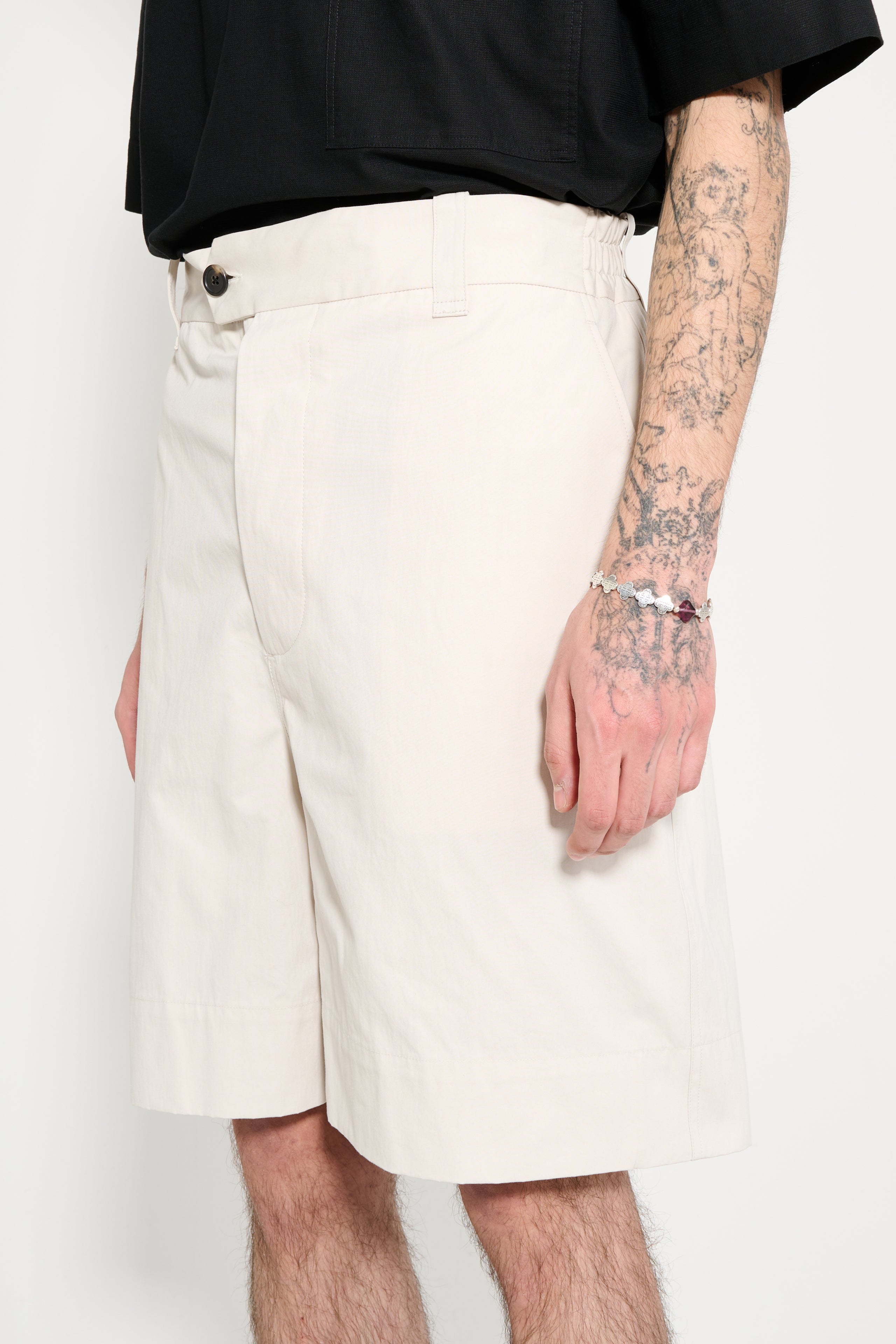 Margaret Howell Relaxed Shorts Heavy Cotton Poplin Chalk