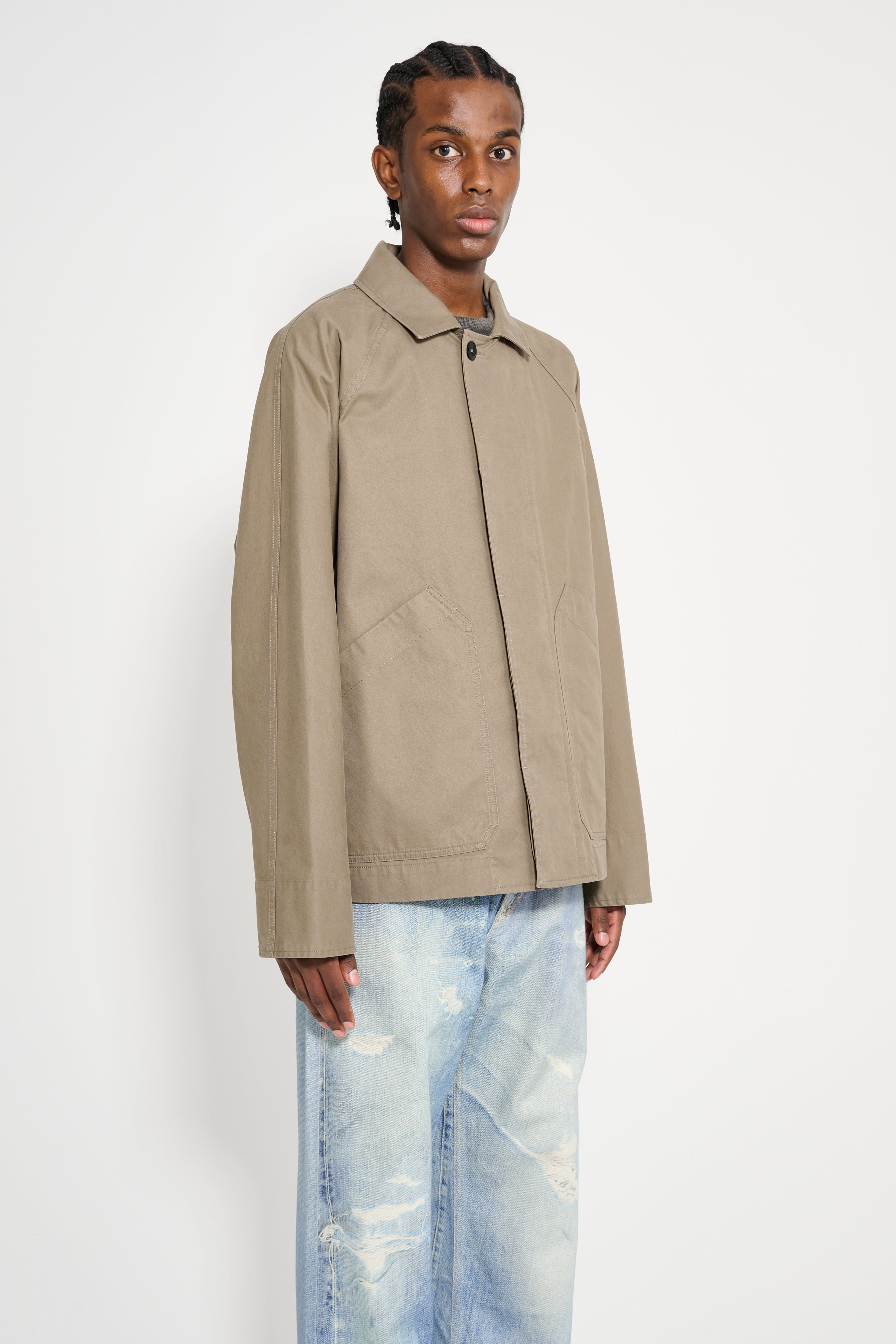 Margaret Howell MHL Raglan Jacket Plain Cotton Drill Taupe