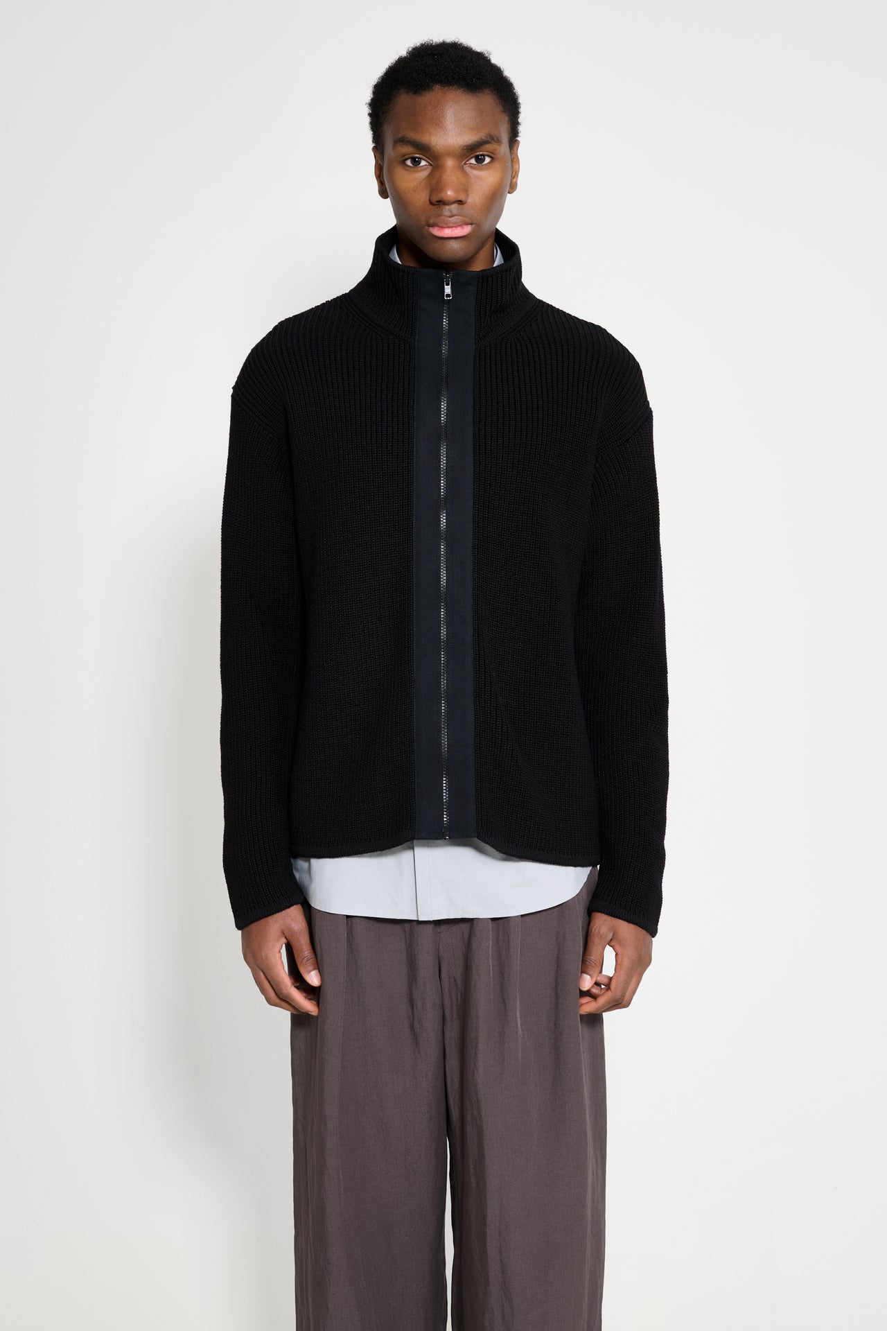 Margaret Howell Zip Through Cardigan Dry Wool Black