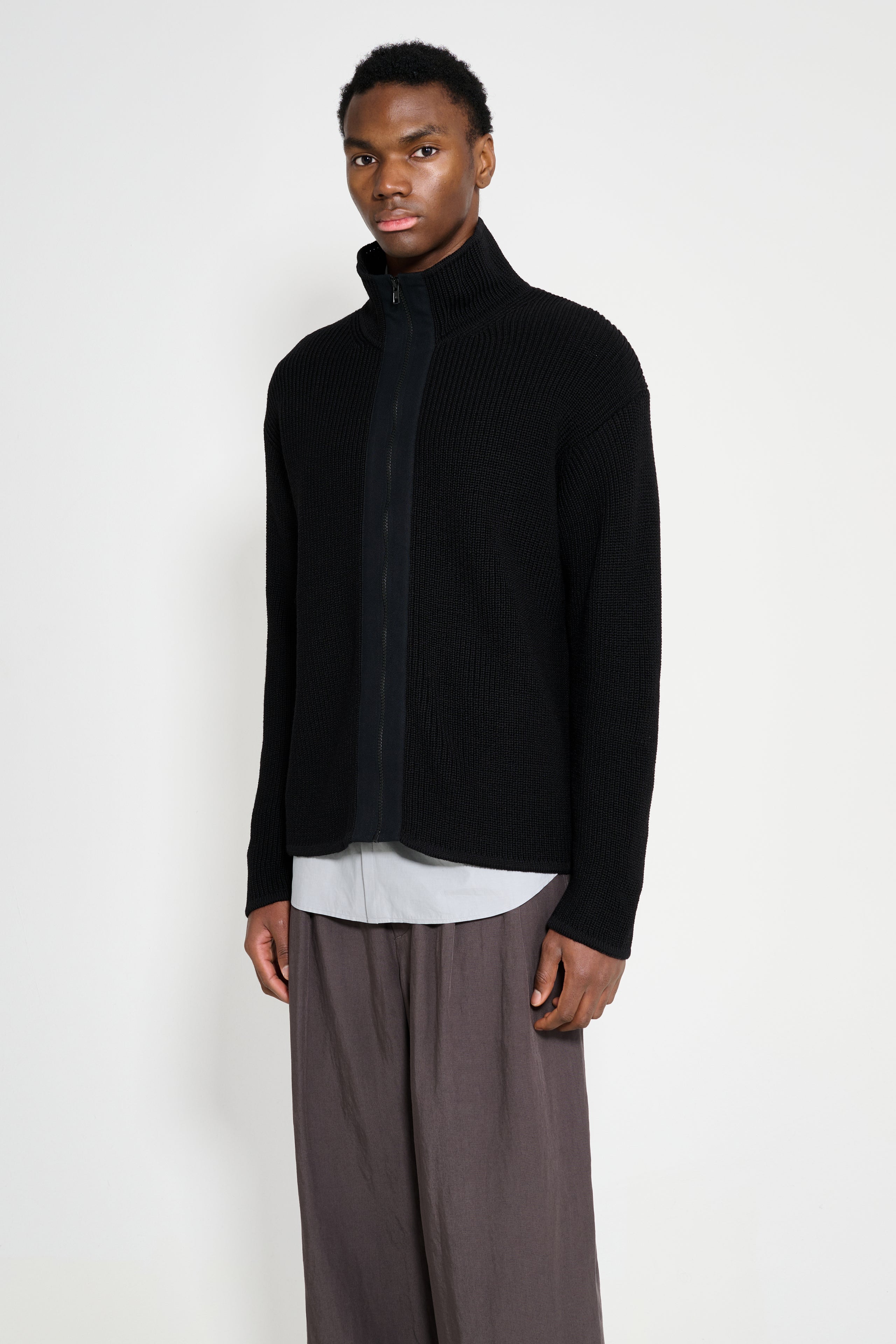 Margaret Howell Zip Through Cardigan Dry Wool Black