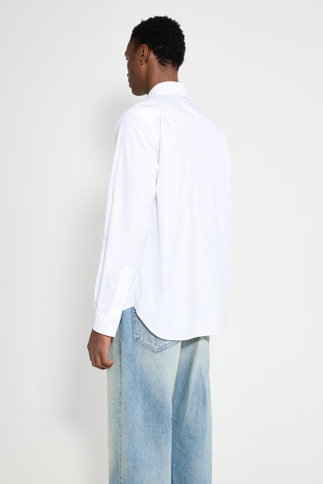 Margaret Howell Basic Shirt Fine Cotton Stripe White / Grey
