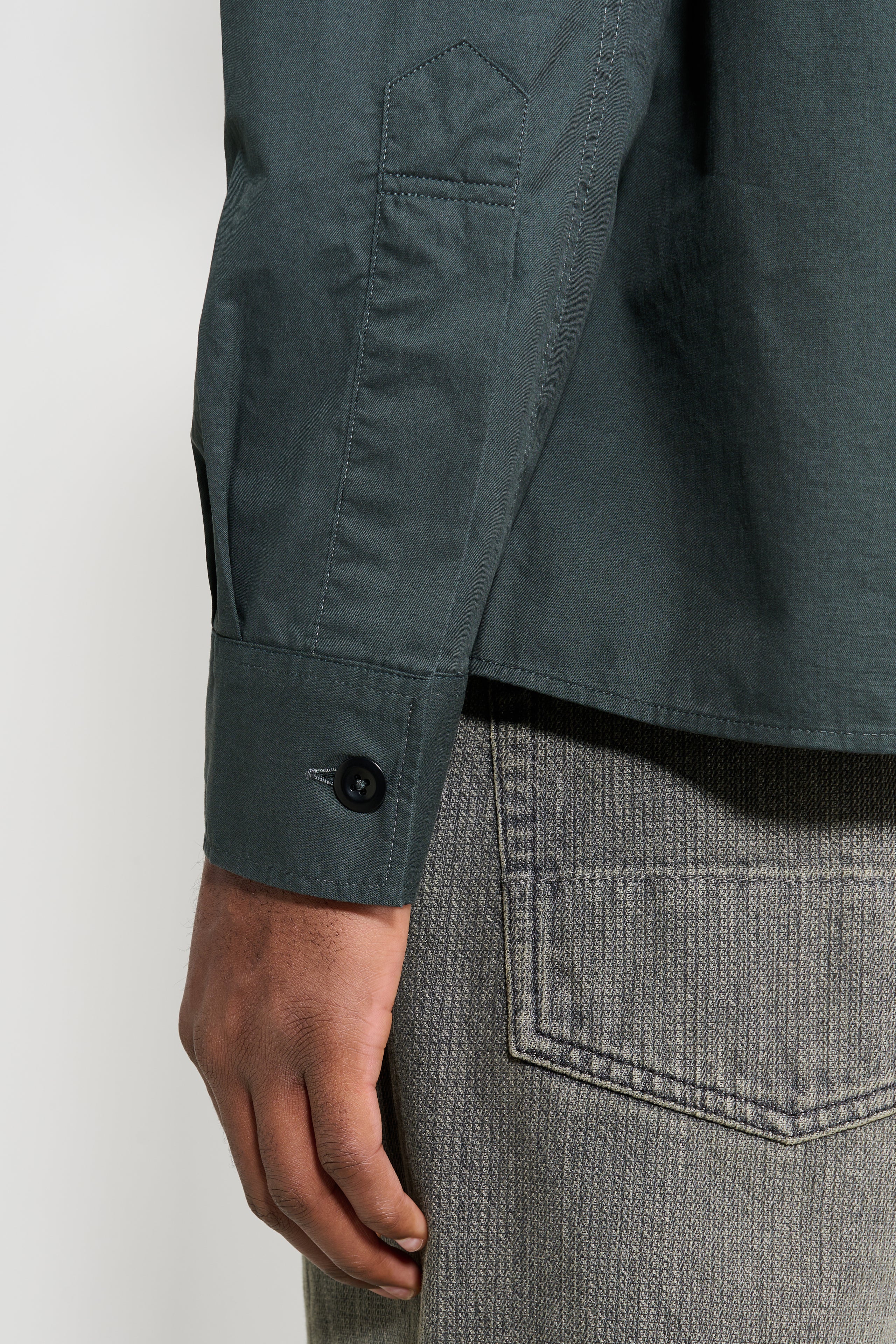 Margaret Howell MHL Overall Shirt Lightweight Brushed Cotton Algae