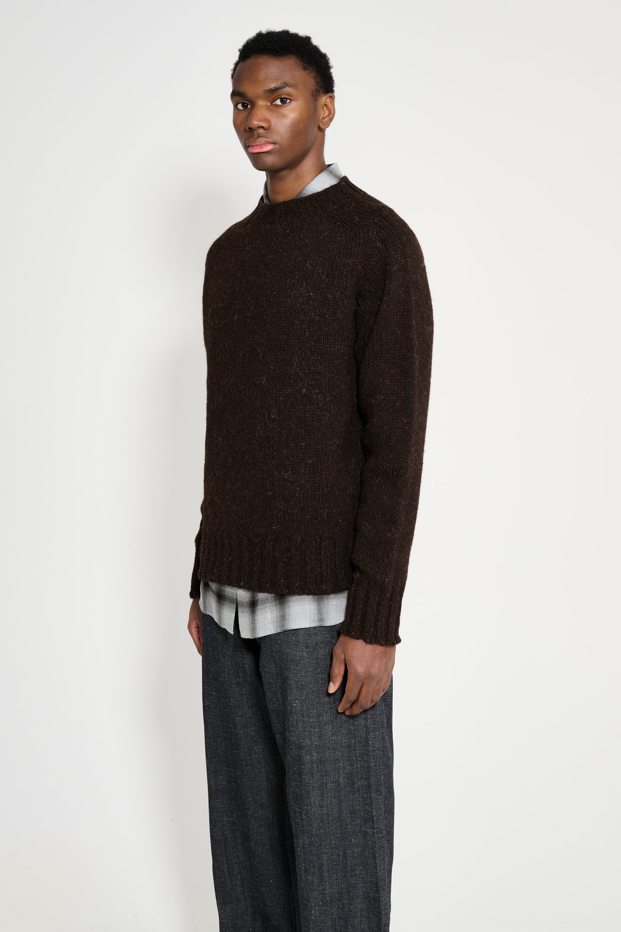 Margaret Howell MHL Chunky Seamless Crew Neck Dark Brown