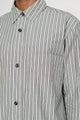Margaret Howell MHL Basic Shirt Two Tone Cotton Stripe Forest / Grey