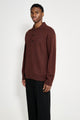 Margaret Howell MHL Oversized Knitted Polo Dry Wool Dark Brown