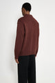Margaret Howell MHL Oversized Knitted Polo Dry Wool Dark Brown